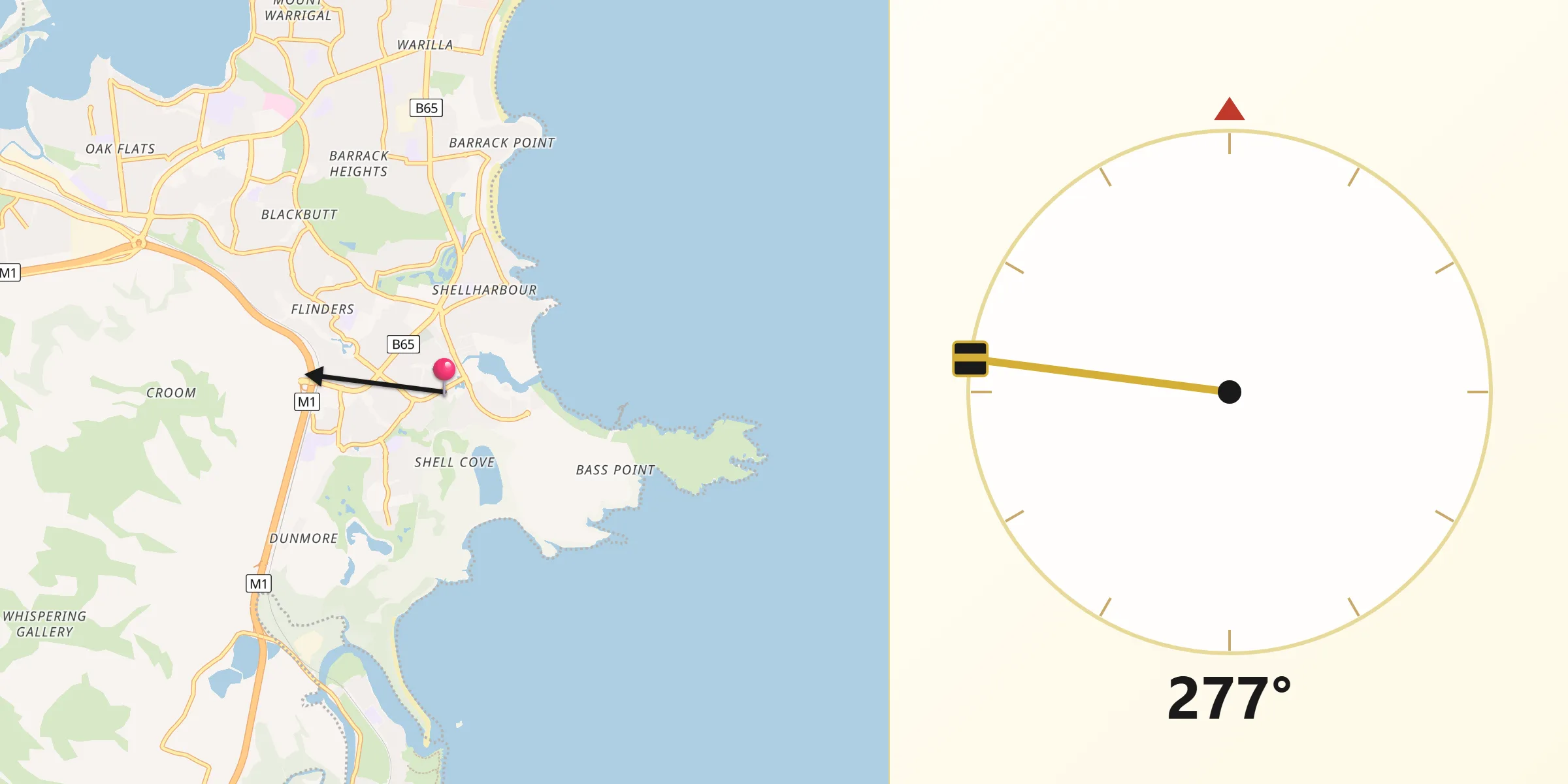 Qibla Direction from Shell Cove