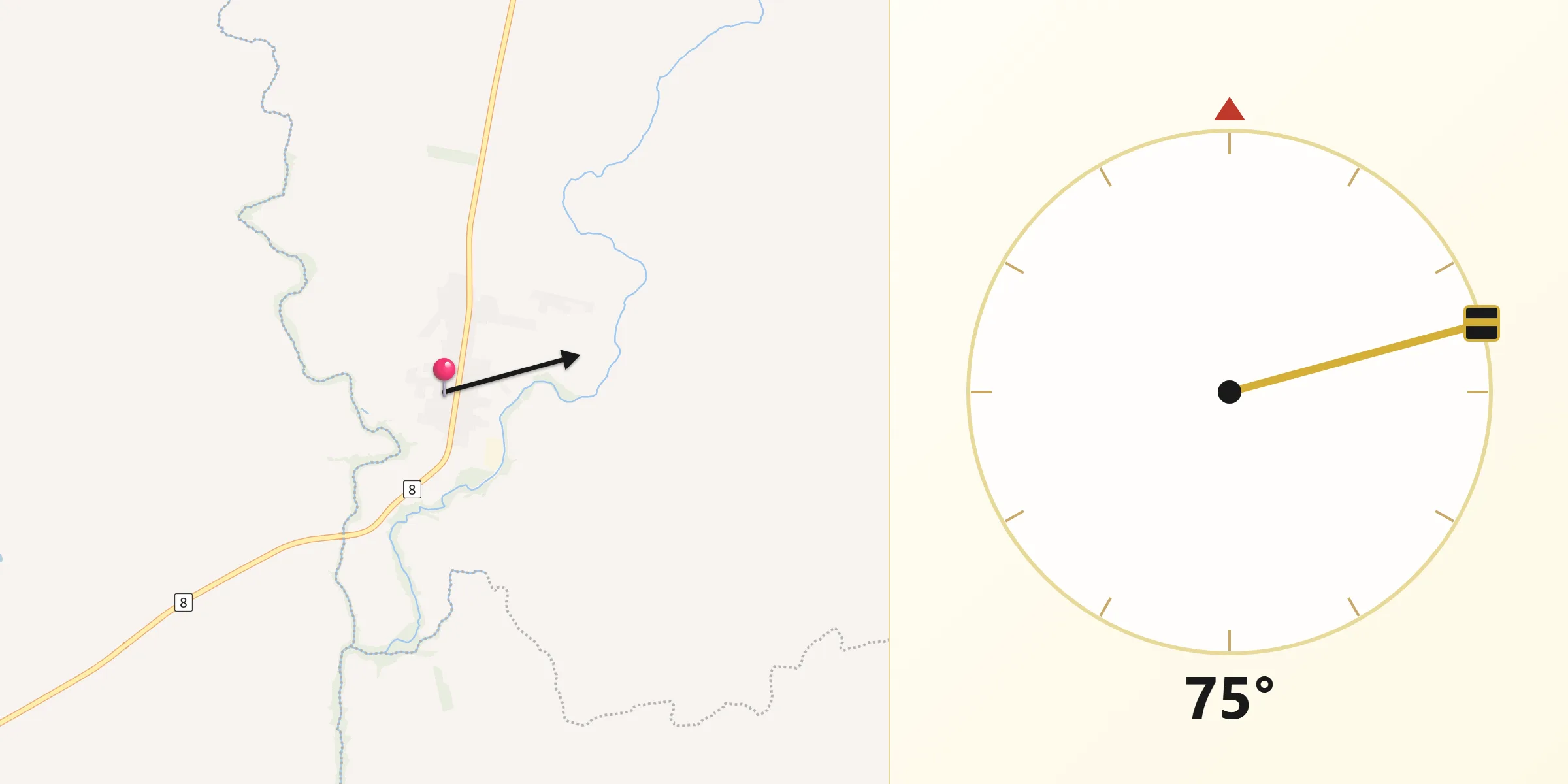 Dirección de la Qibla desde Solís de Mataojo