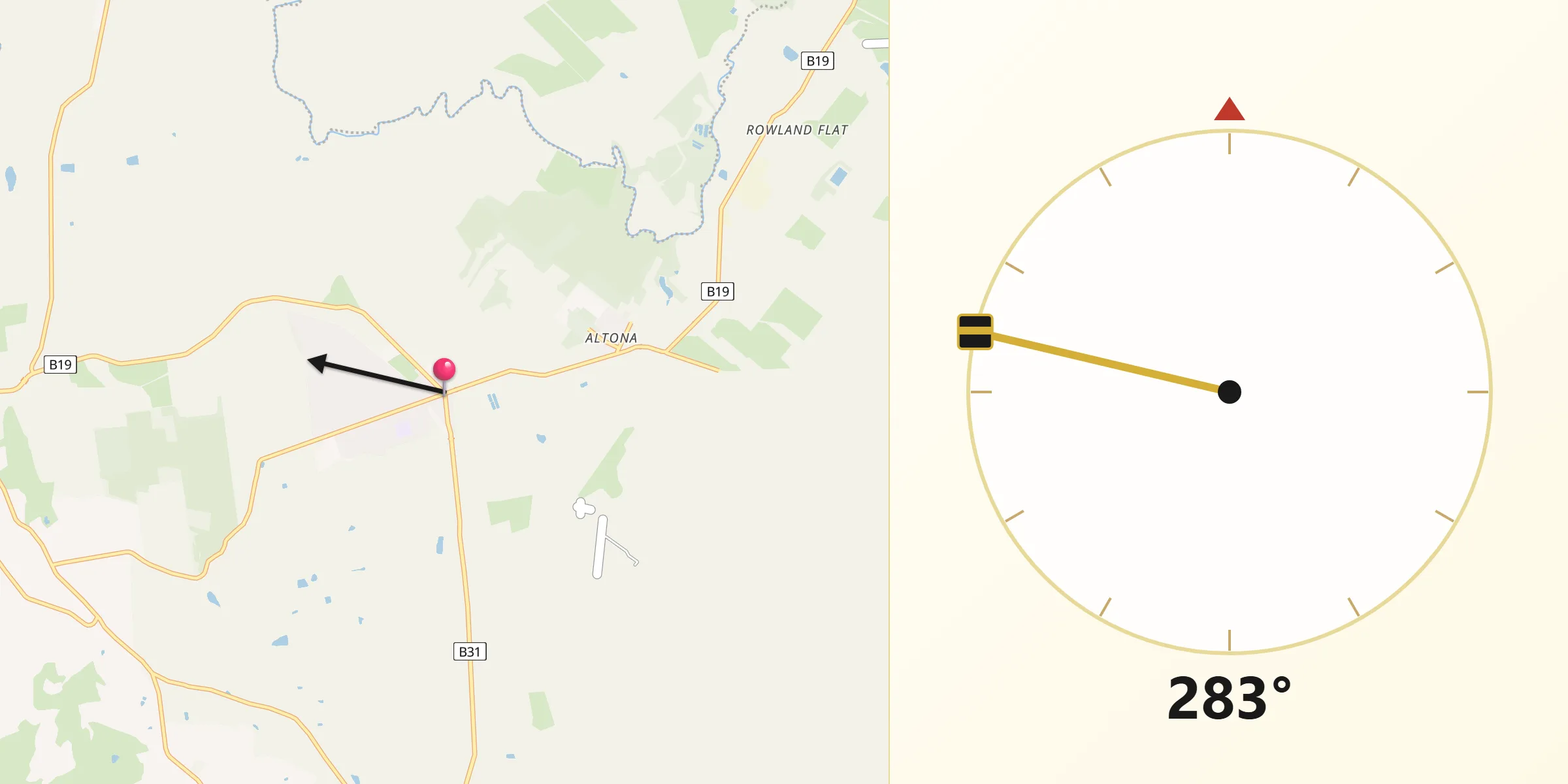Qibla Direction from Lyndoch