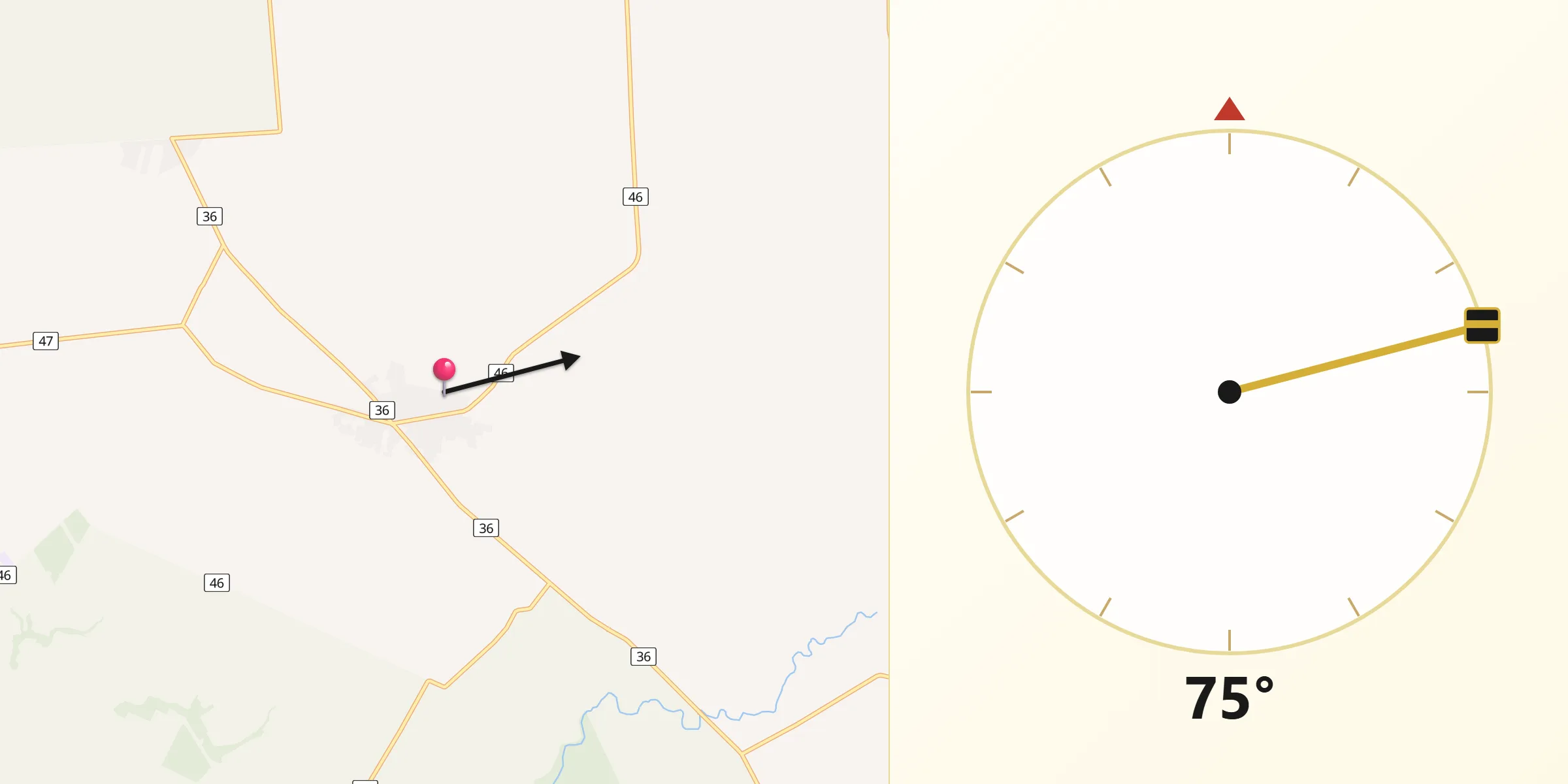 Dirección de la Qibla desde Los Cerrillos