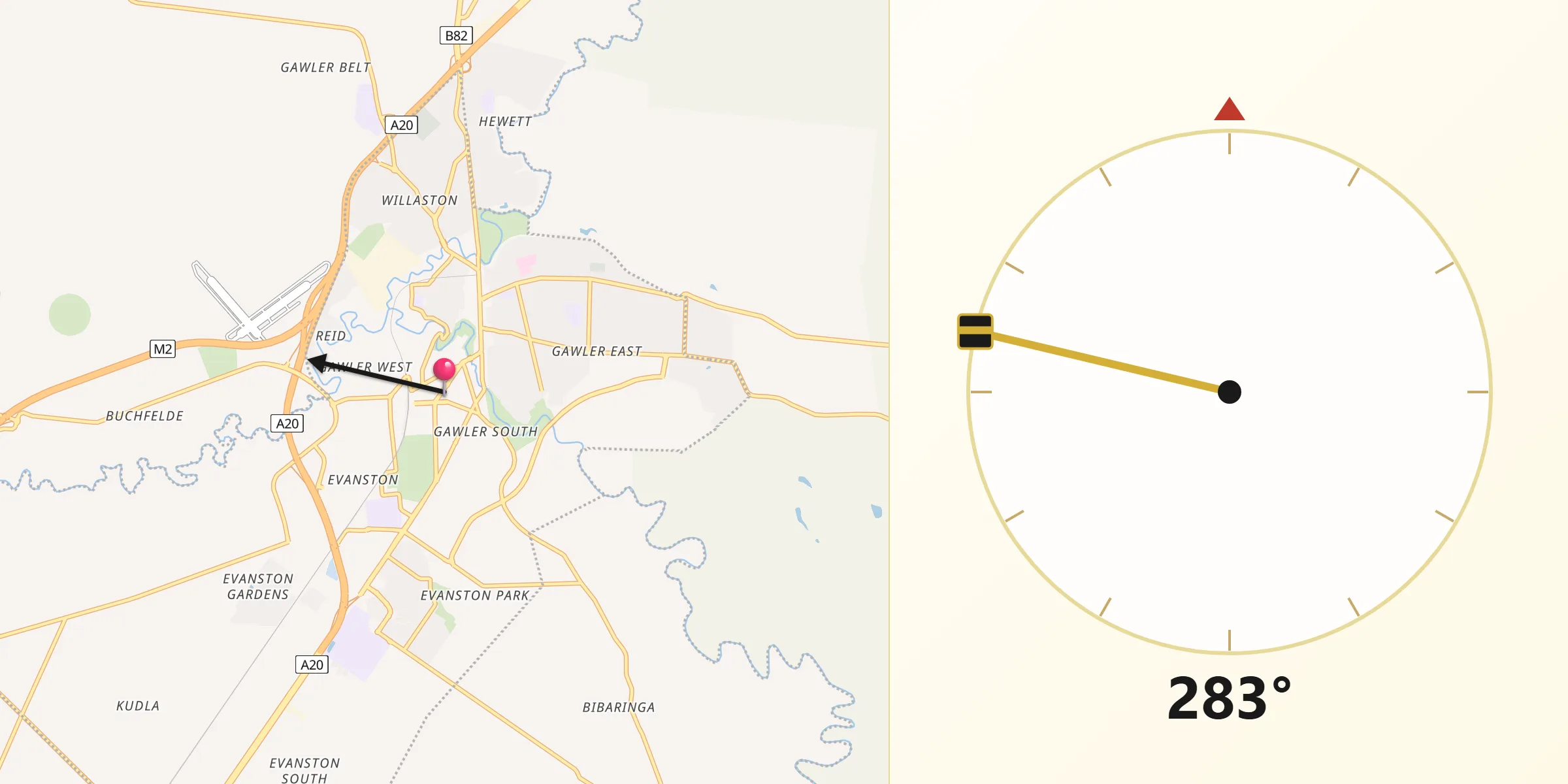 Qibla Direction from Gawler South