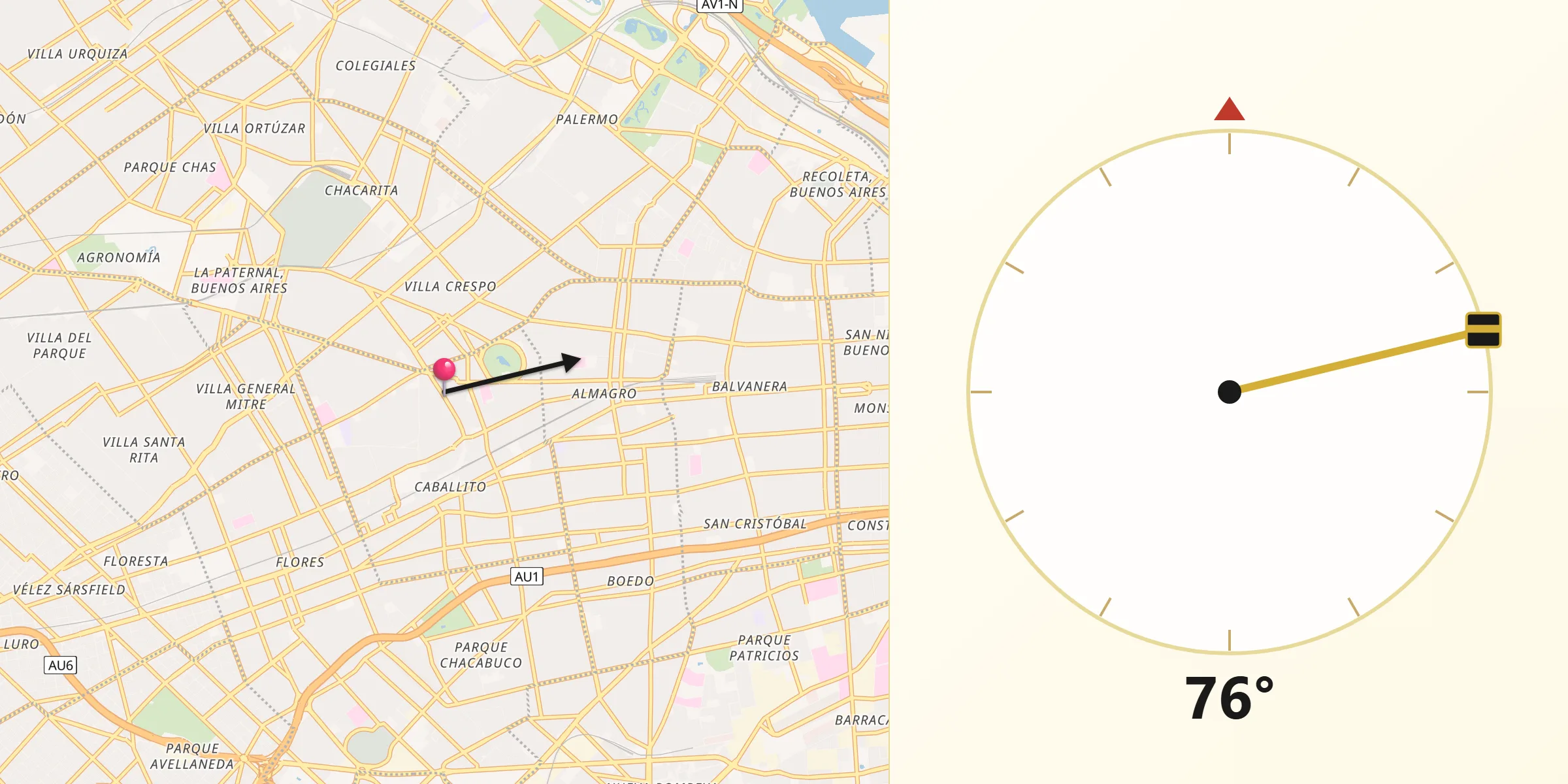 Dirección de la Qibla desde Almagro