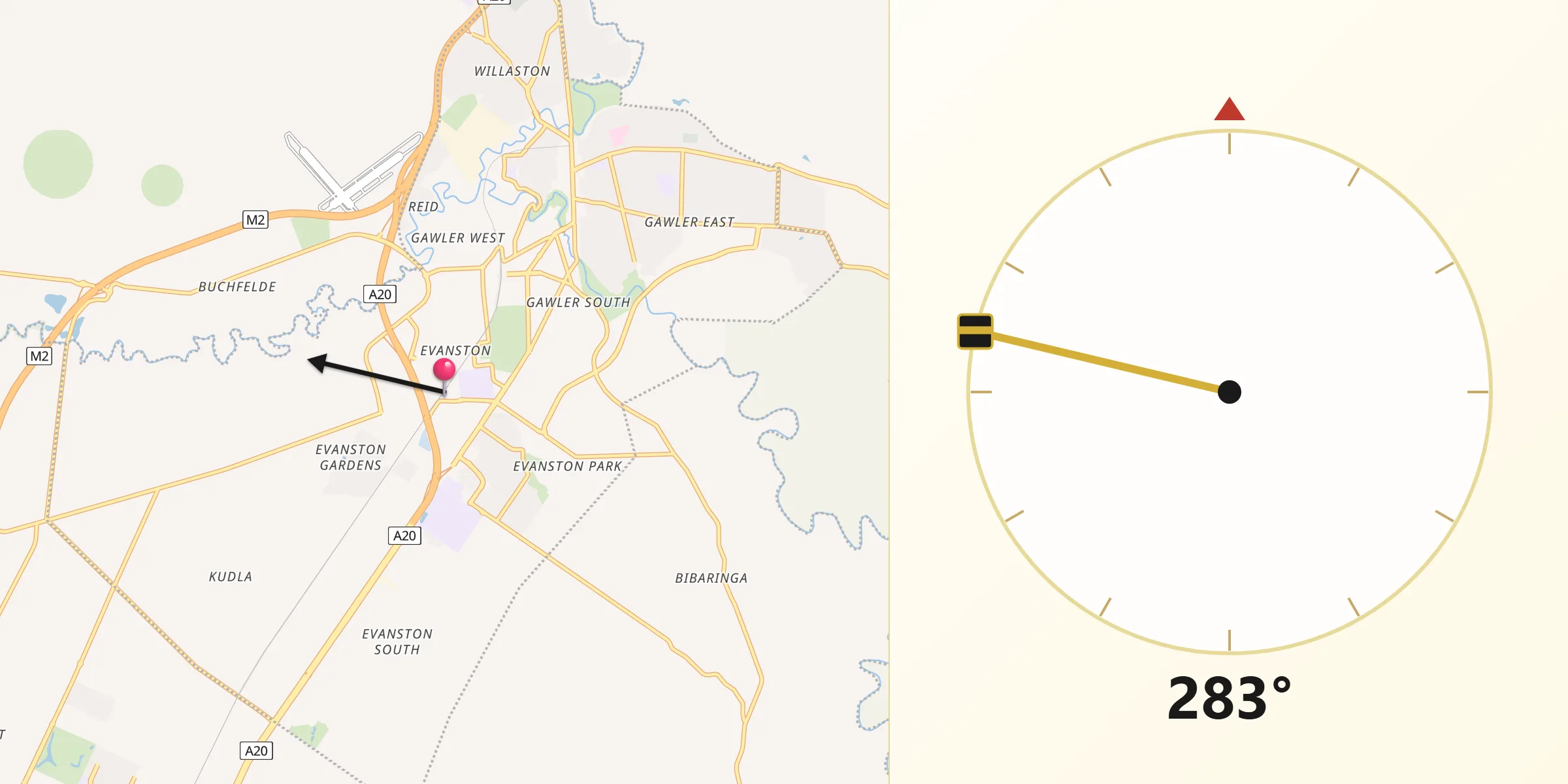 Qibla Direction from Gawler