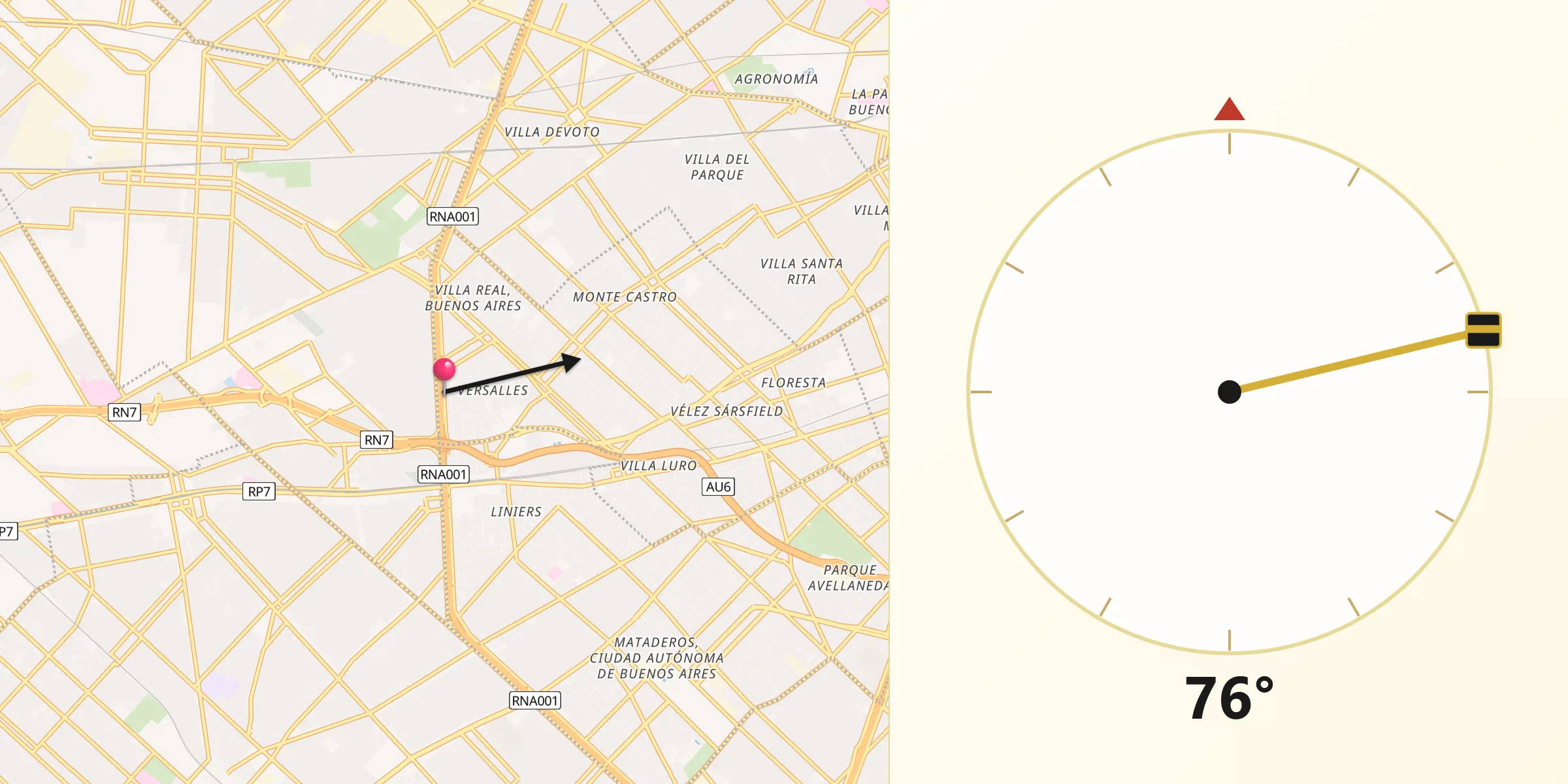 Dirección de la Qibla desde Versalles