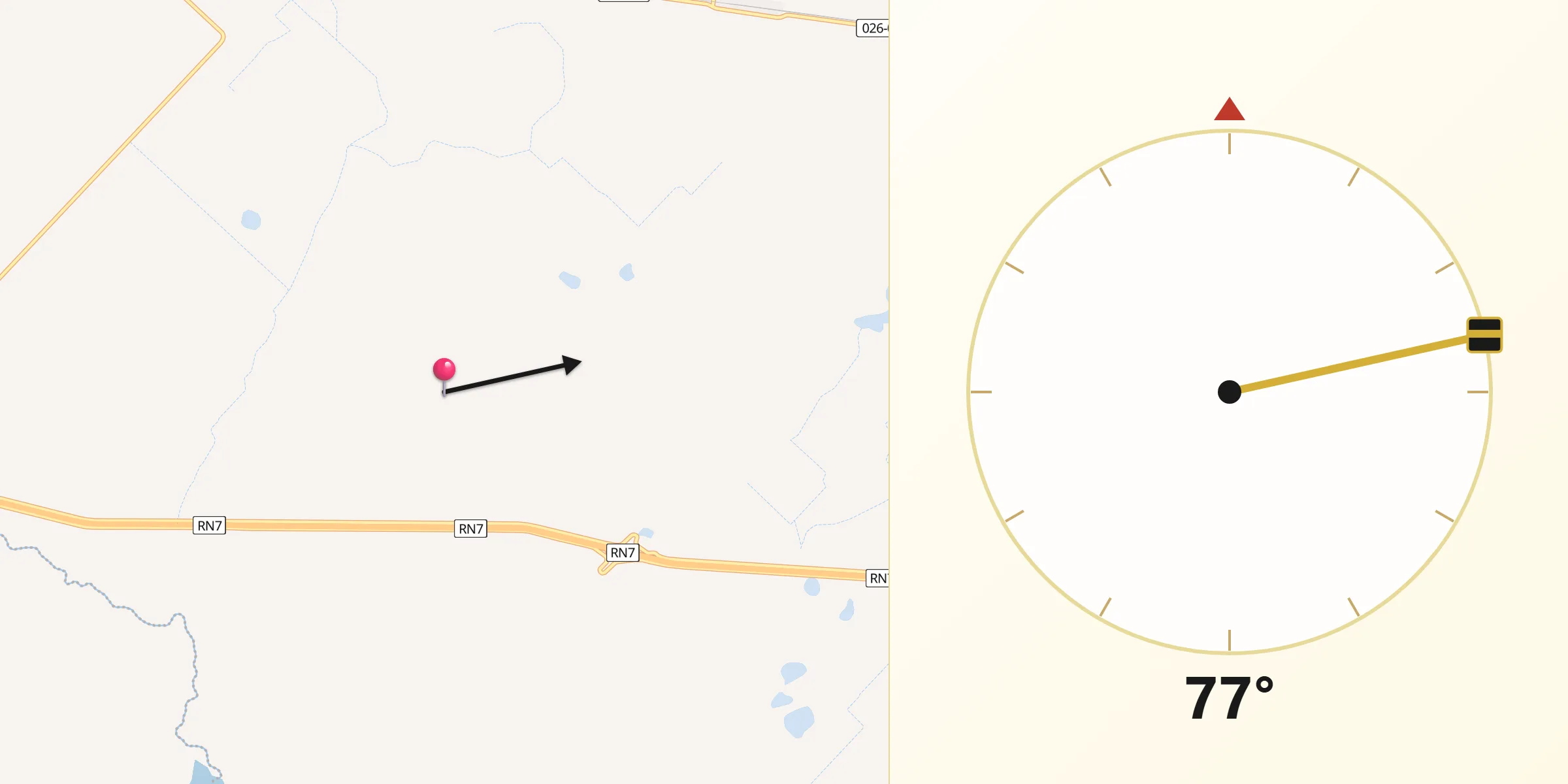Dirección de la Qibla desde Chacabuco