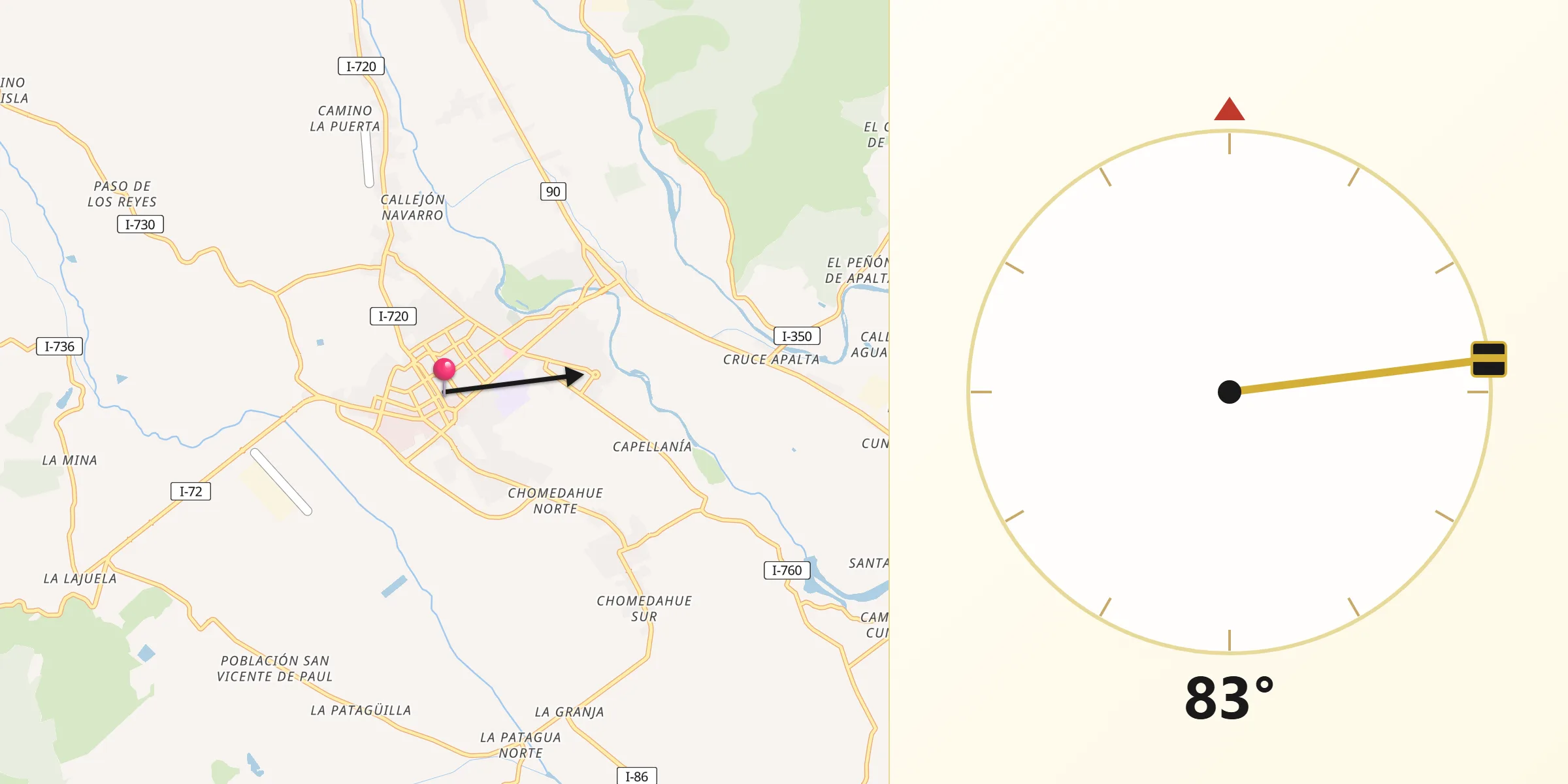 Dirección de la Qibla desde Santa Cruz