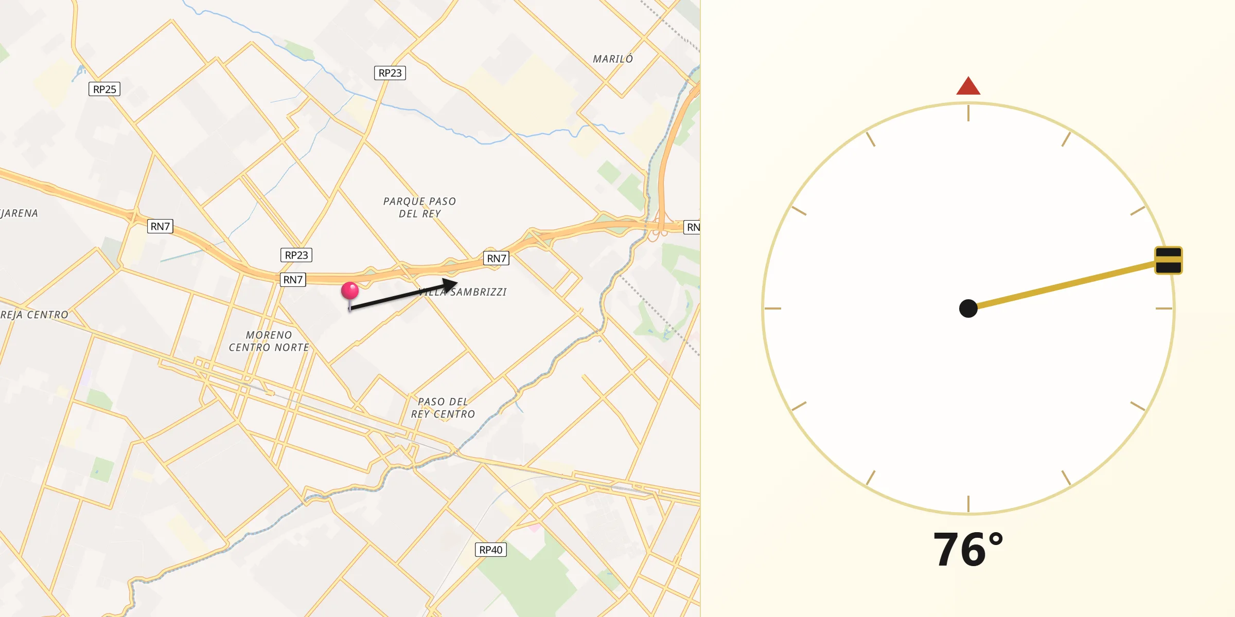 Dirección de la Qibla desde Ituzaingó