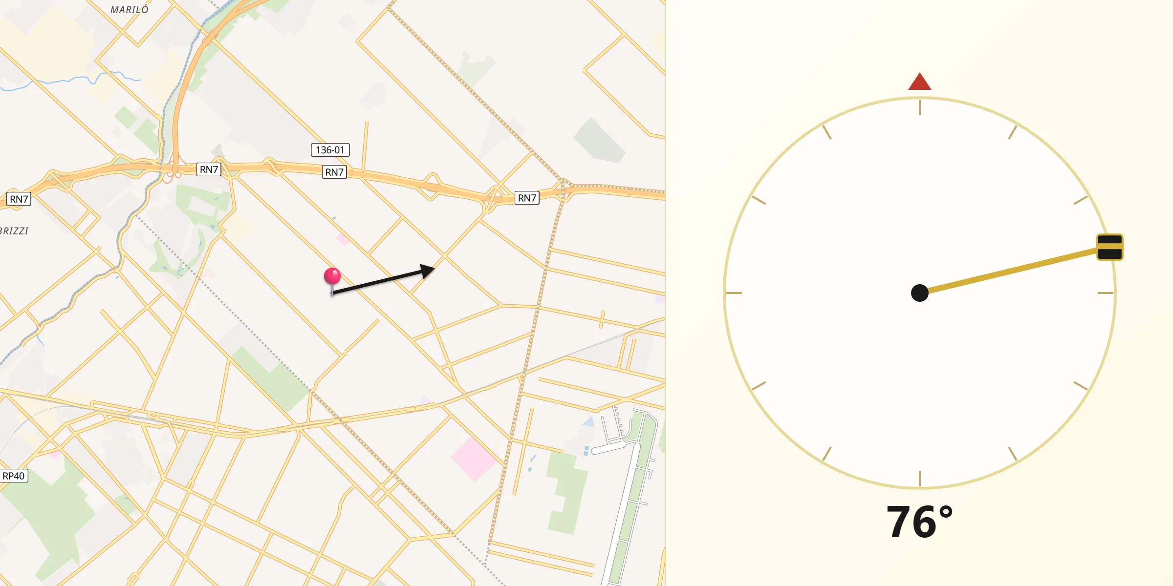 Dirección de la Qibla desde Morón