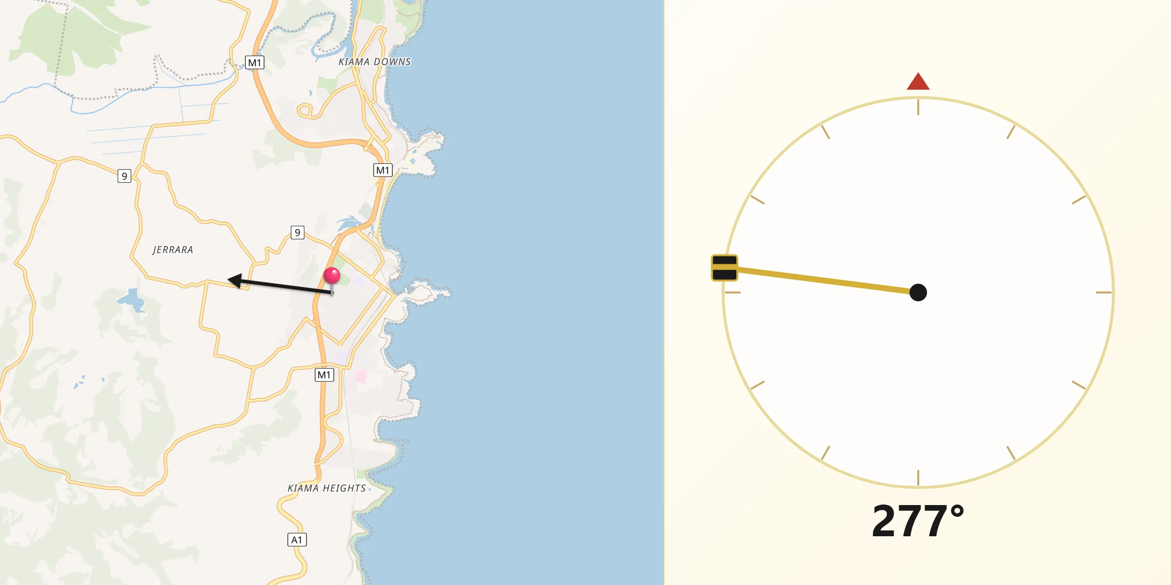 Qibla Direction from Kiama