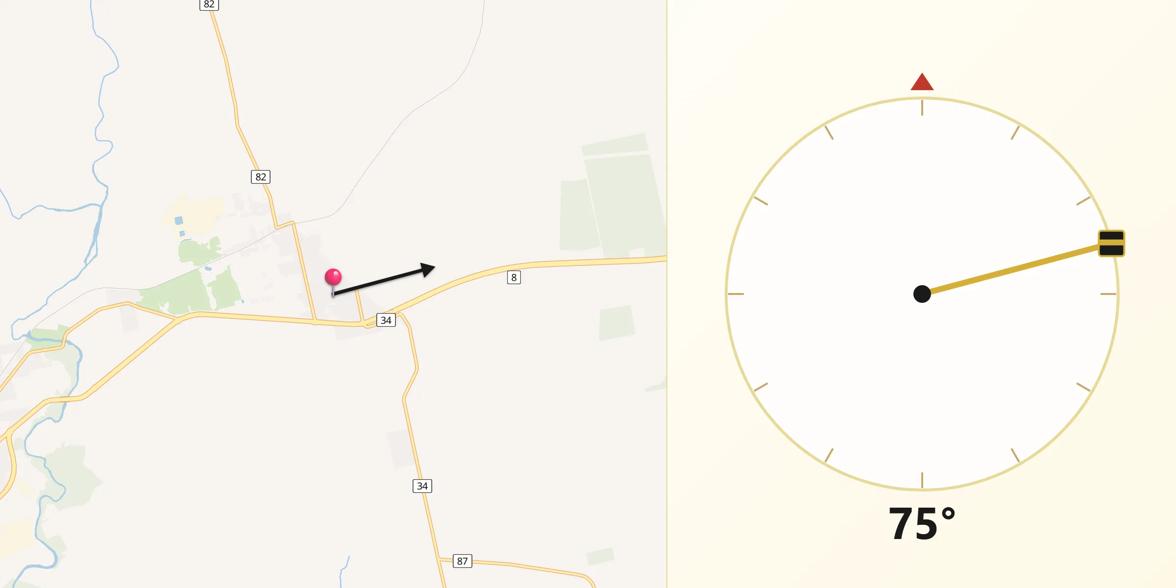 Dirección de la Qibla desde Empalme Olmos