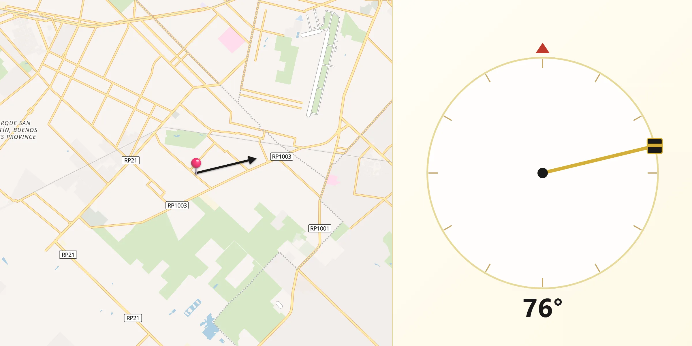 Dirección de la Qibla desde La Plata