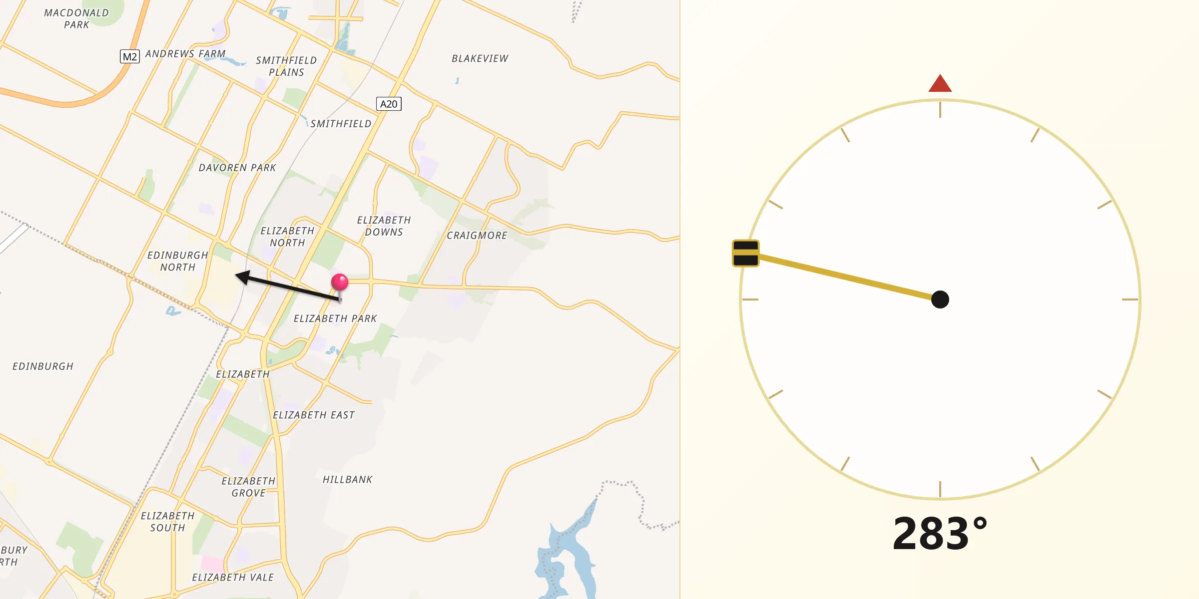 Qibla Direction from Elizabeth Park