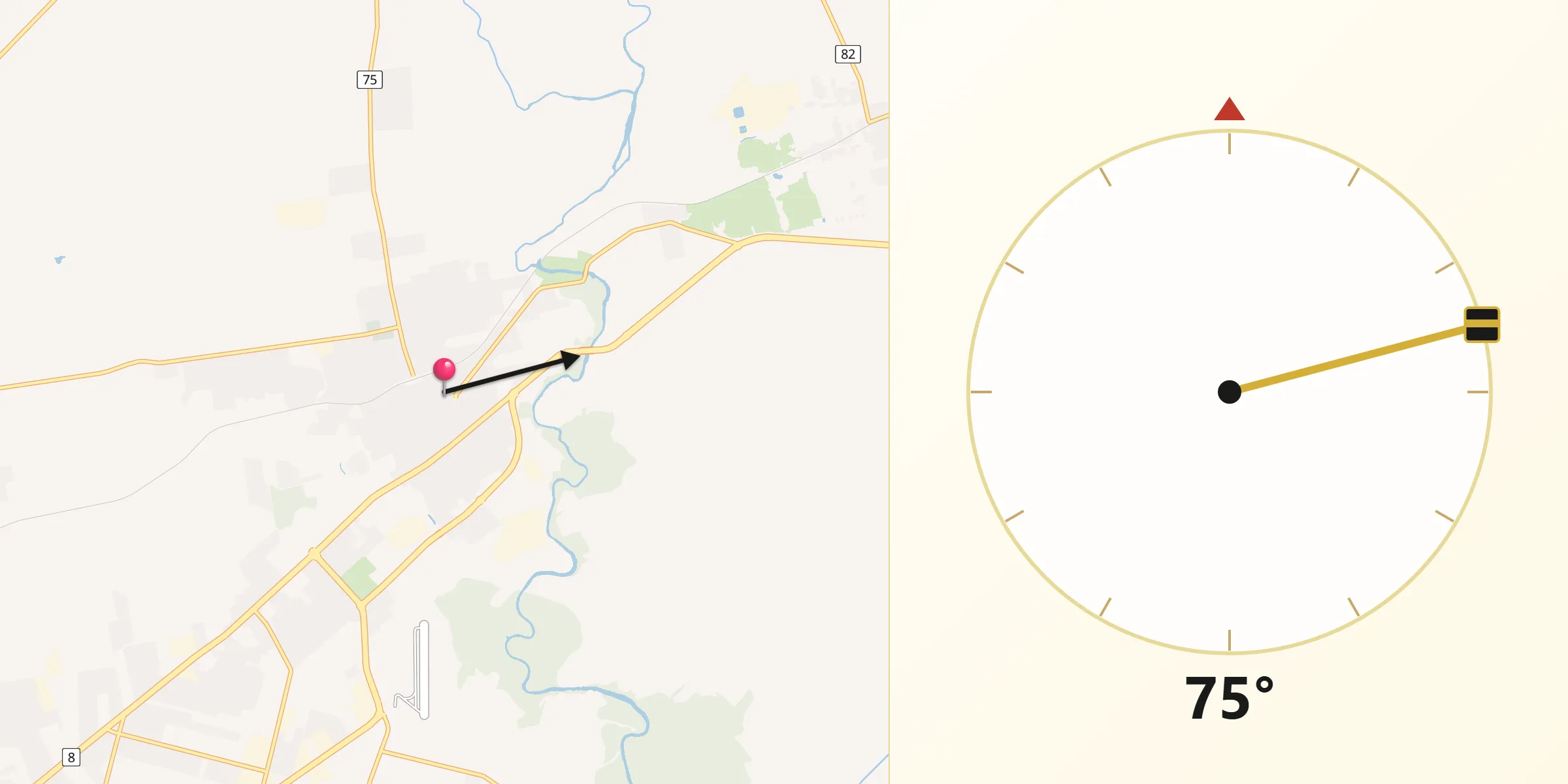 Dirección de la Qibla desde Pando