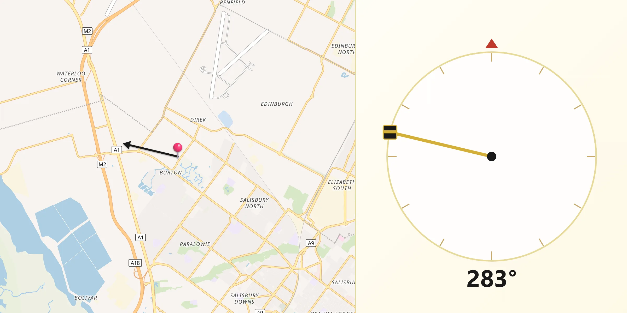 Qibla Direction from Burton