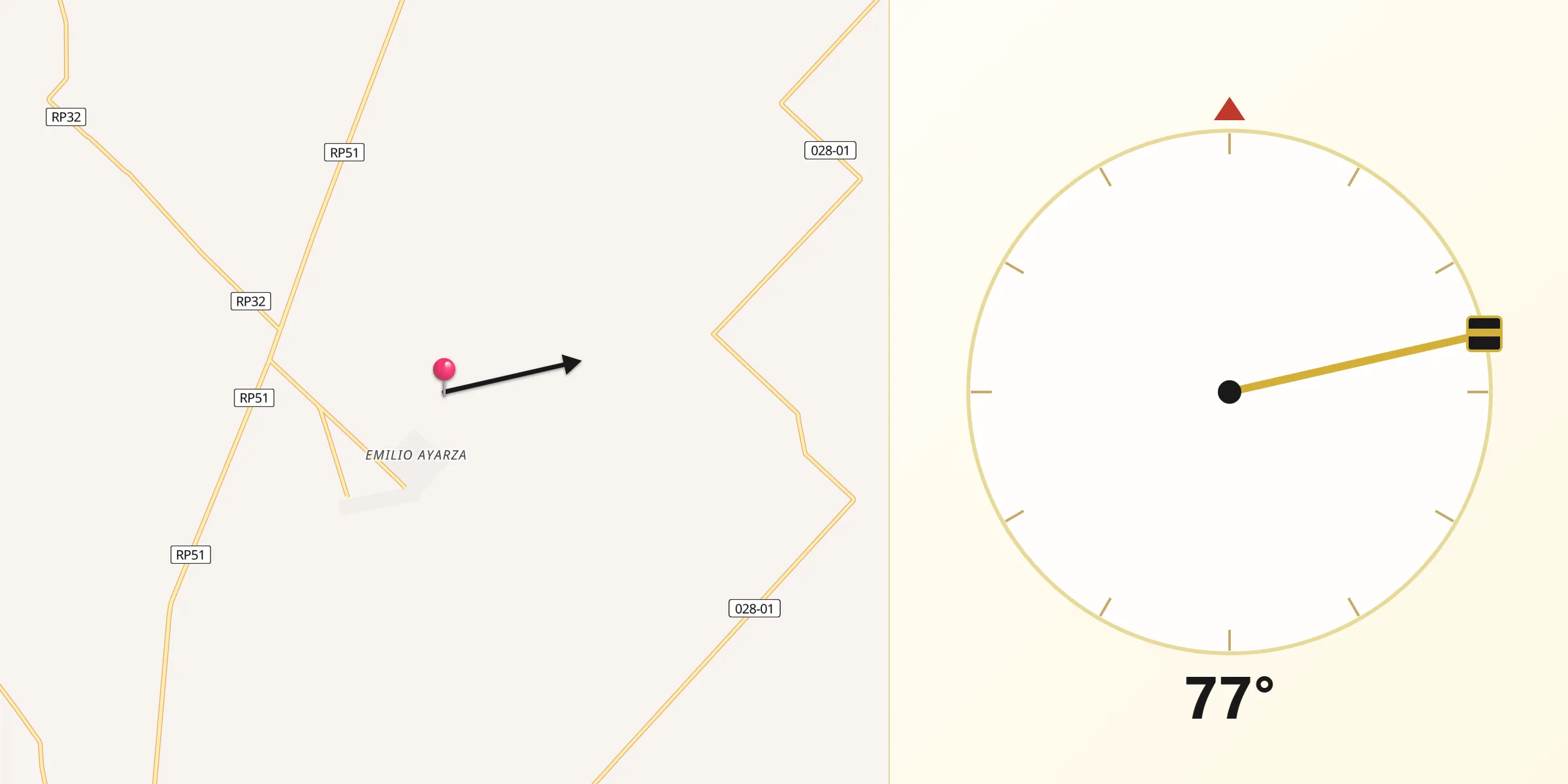 Dirección de la Qibla desde Suipacha