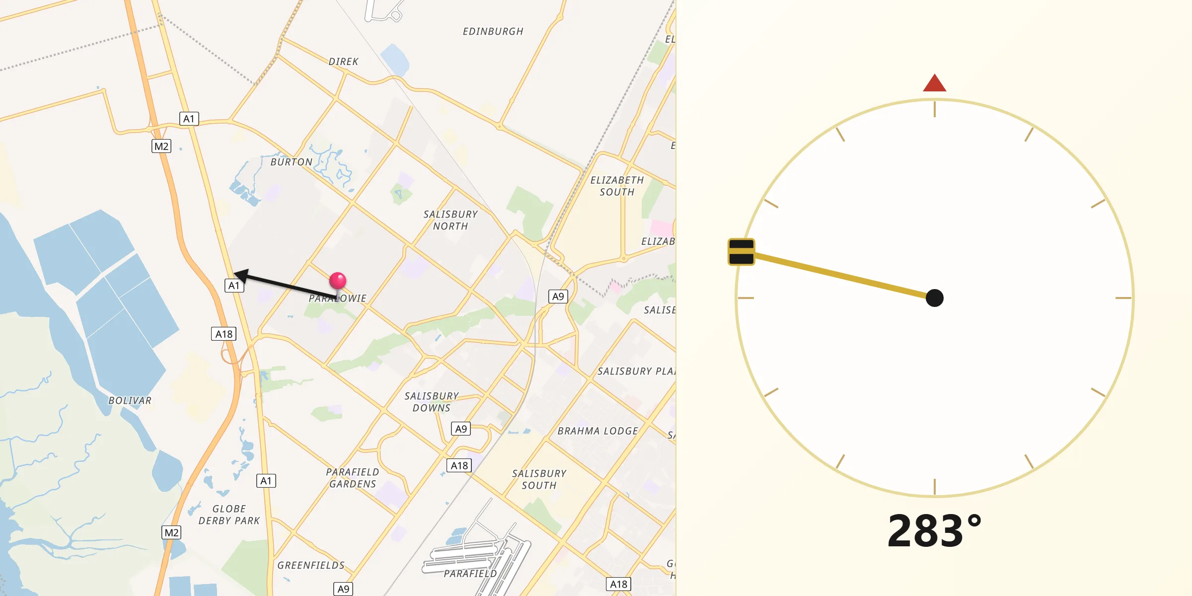 Qibla Direction from Paralowie