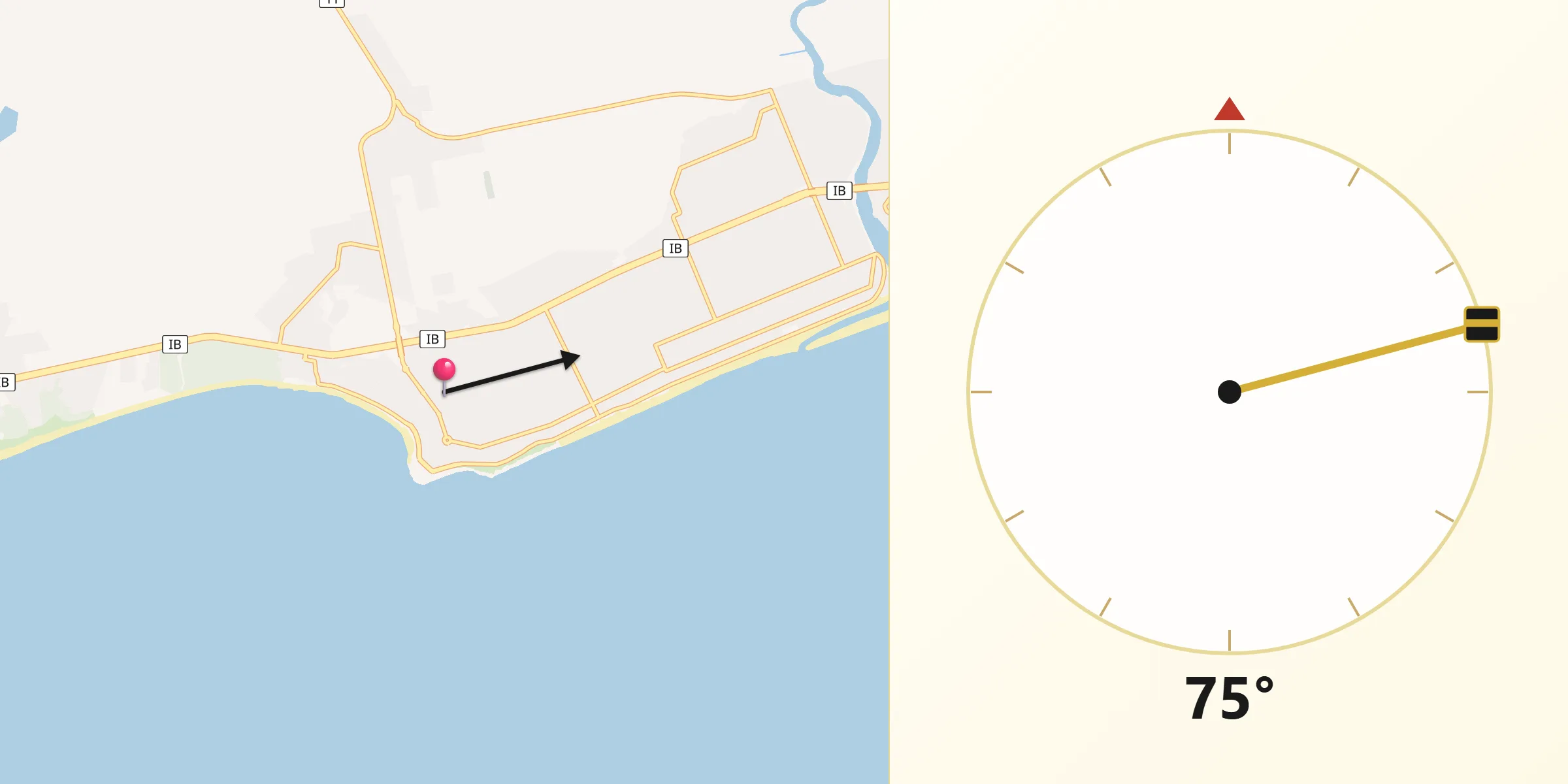 Dirección de la Qibla desde Atlántida