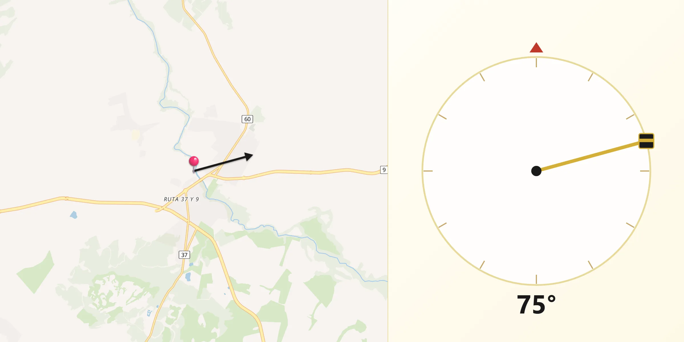 Dirección de la Qibla desde Pan de Azúcar