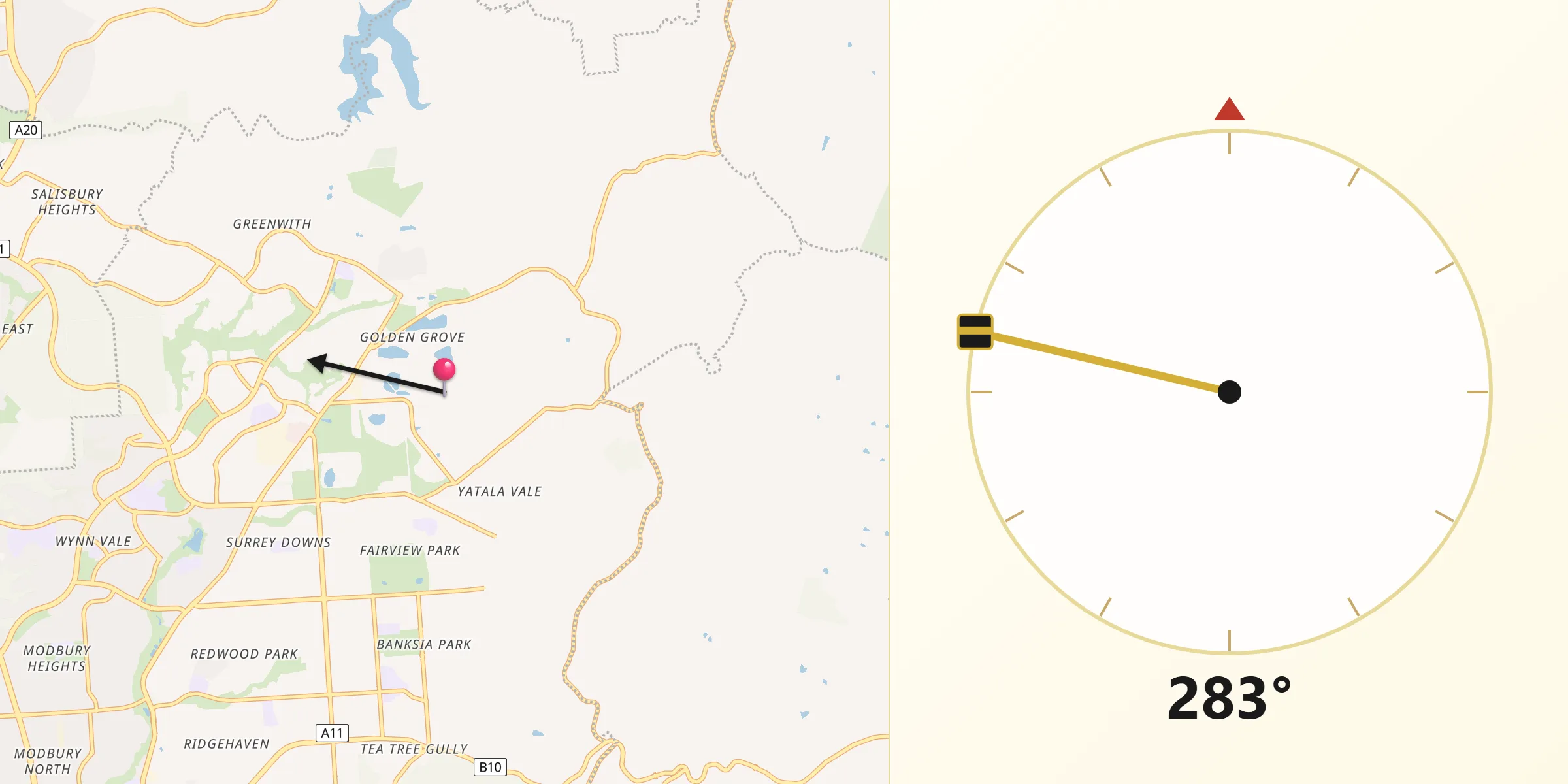 Qibla Direction from Golden Grove