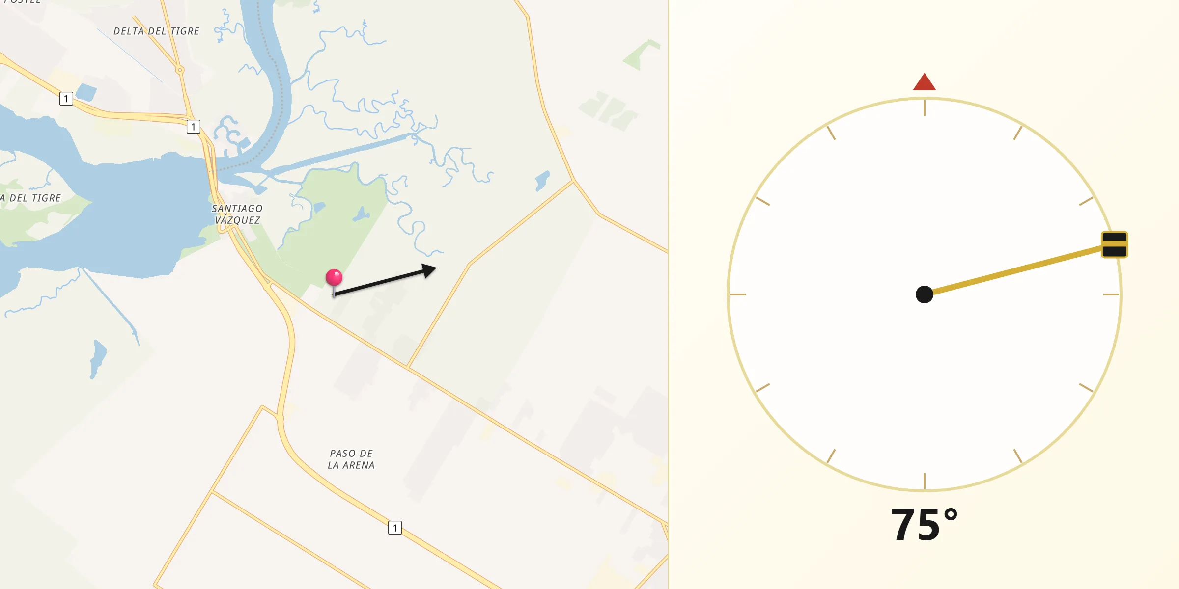 Dirección de la Qibla desde Pajas Blancas