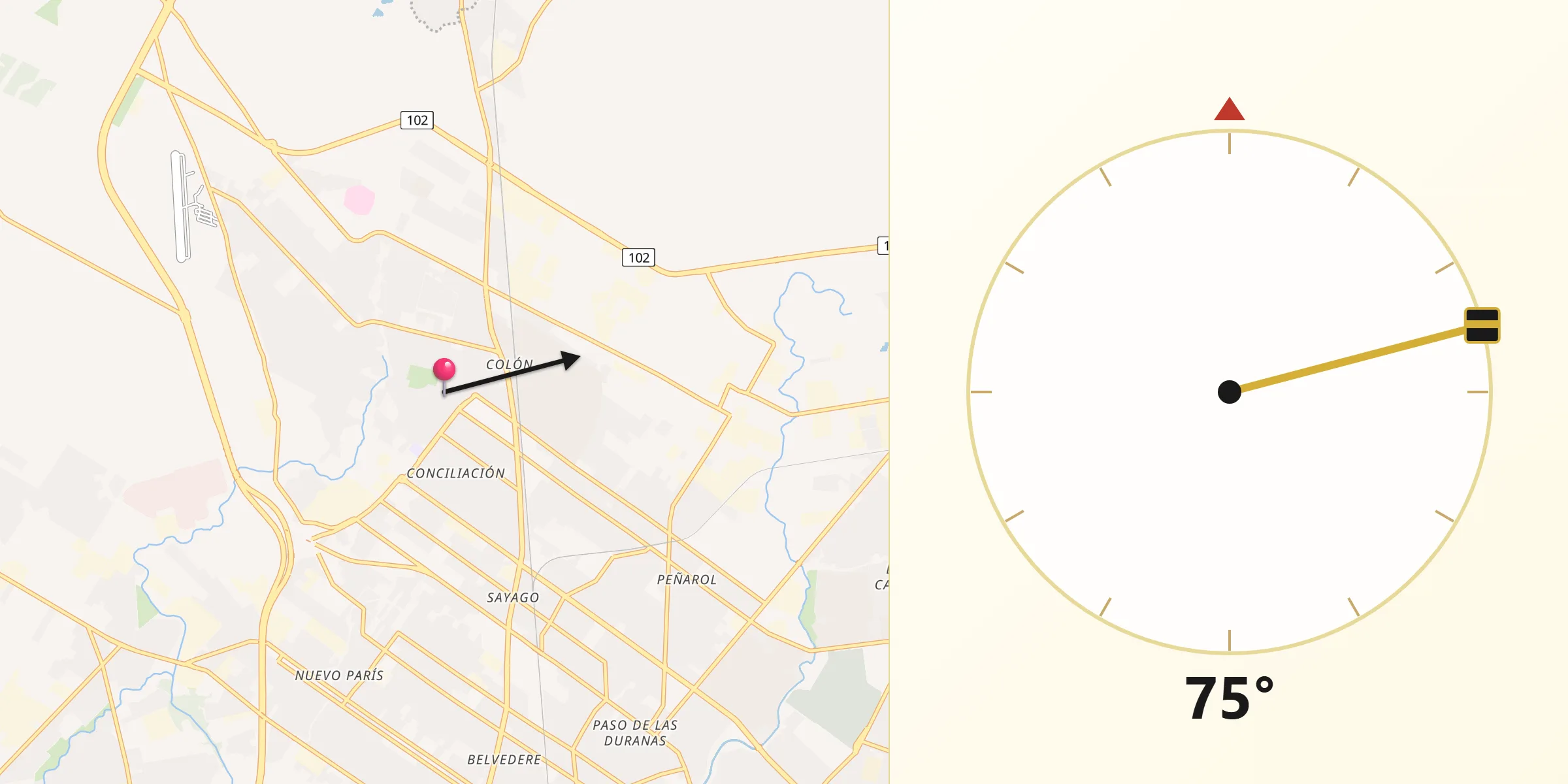 Dirección de la Qibla desde Atahualpa