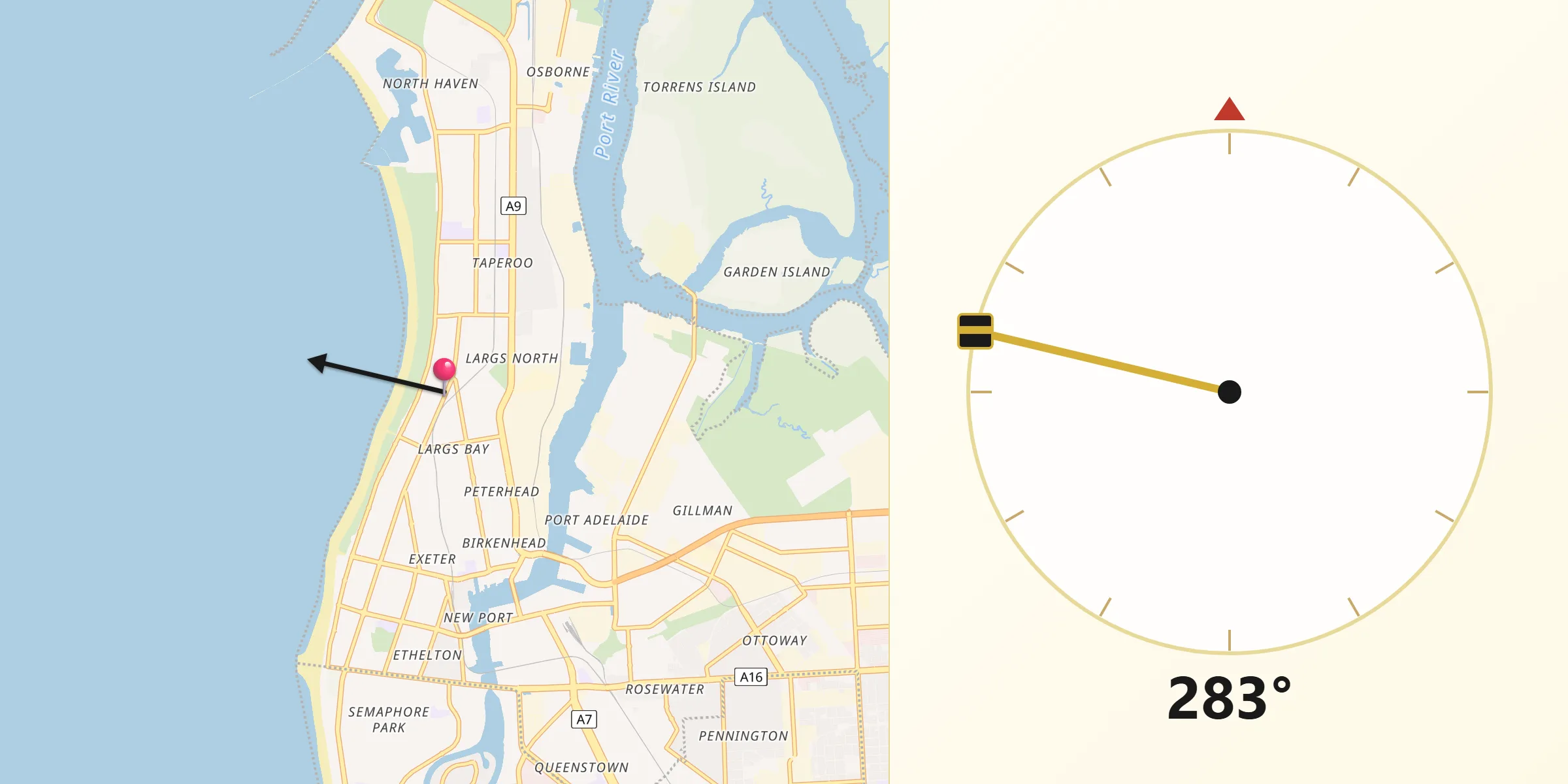 Qibla Direction from Largs North