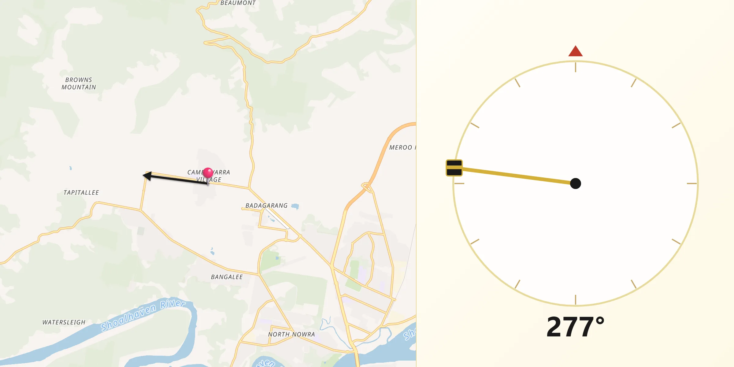 Qibla Direction from Cambewarra Village