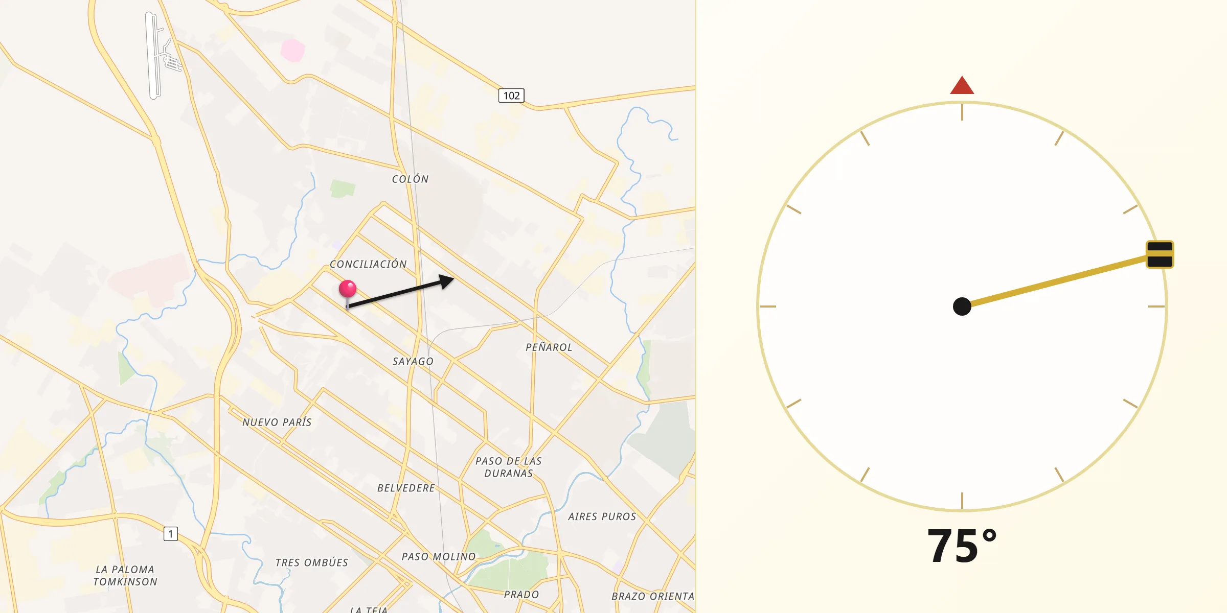 Dirección de la Qibla desde Conciliación