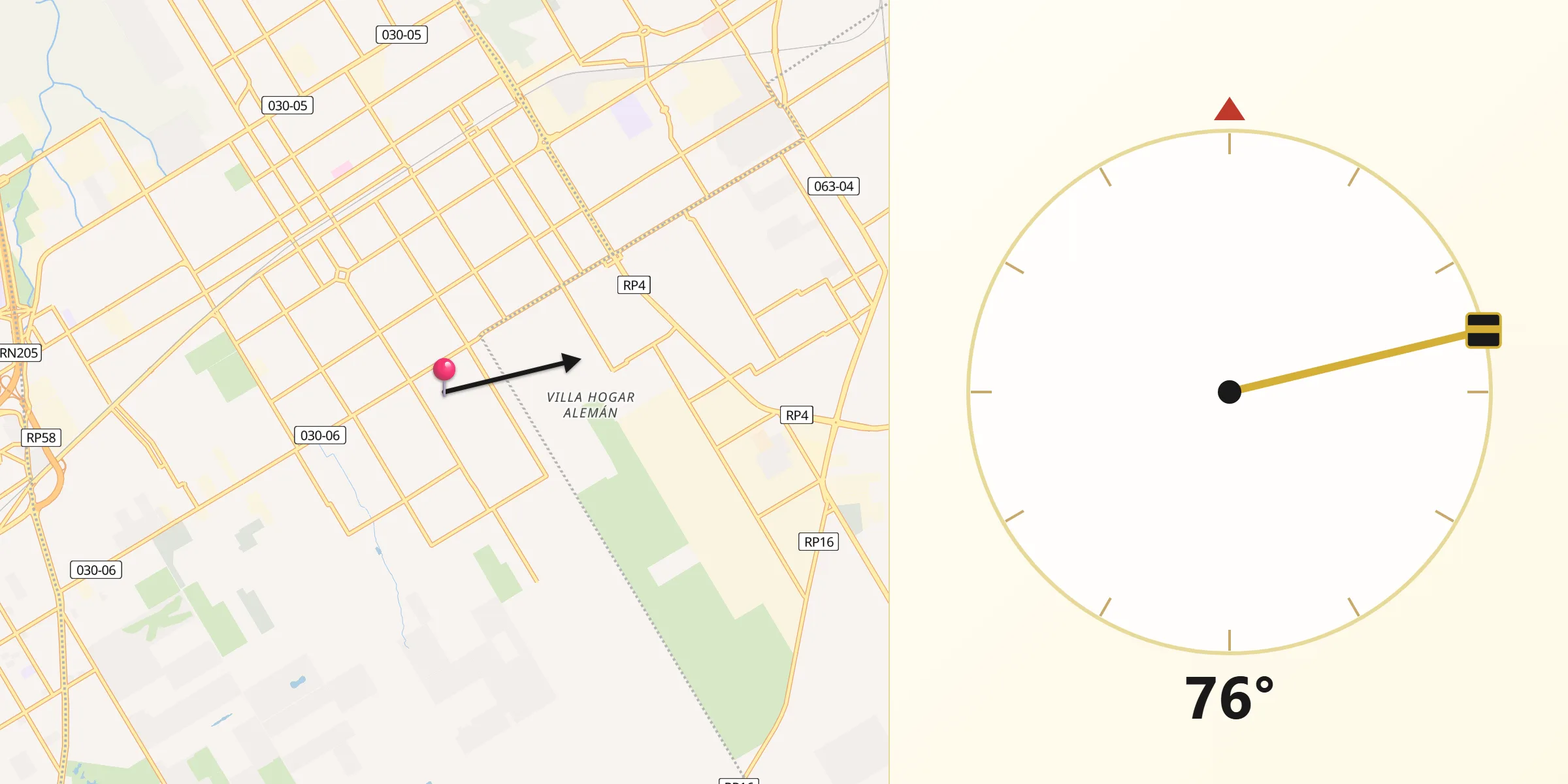 Dirección de la Qibla desde Almirante Brown
