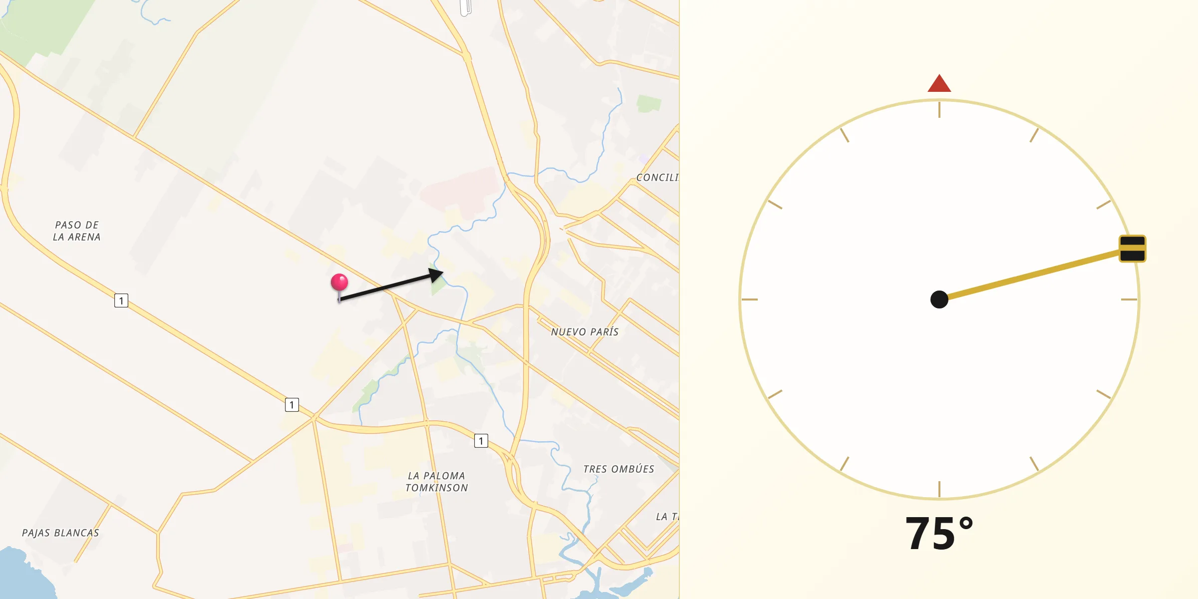Dirección de la Qibla desde Punta Espinillo