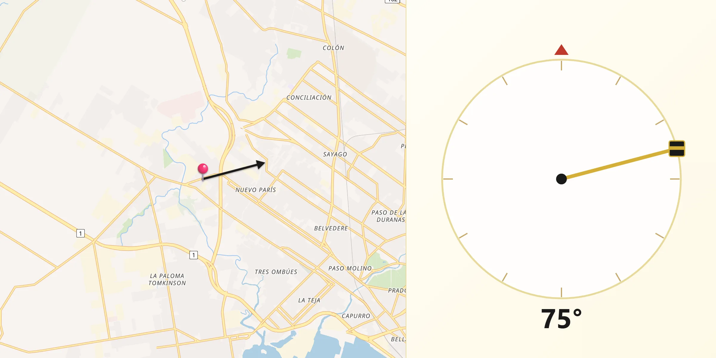 Dirección de la Qibla desde Melilla