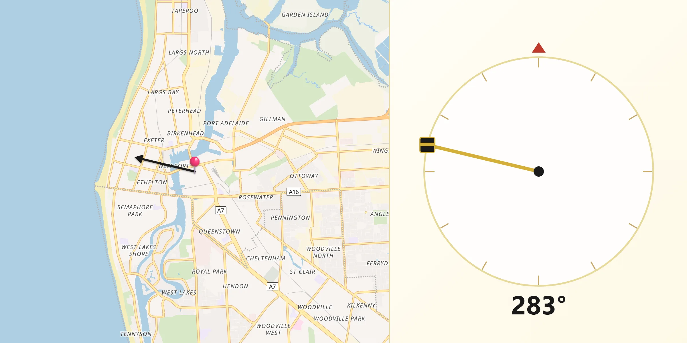 Qibla Direction from Port Adelaide