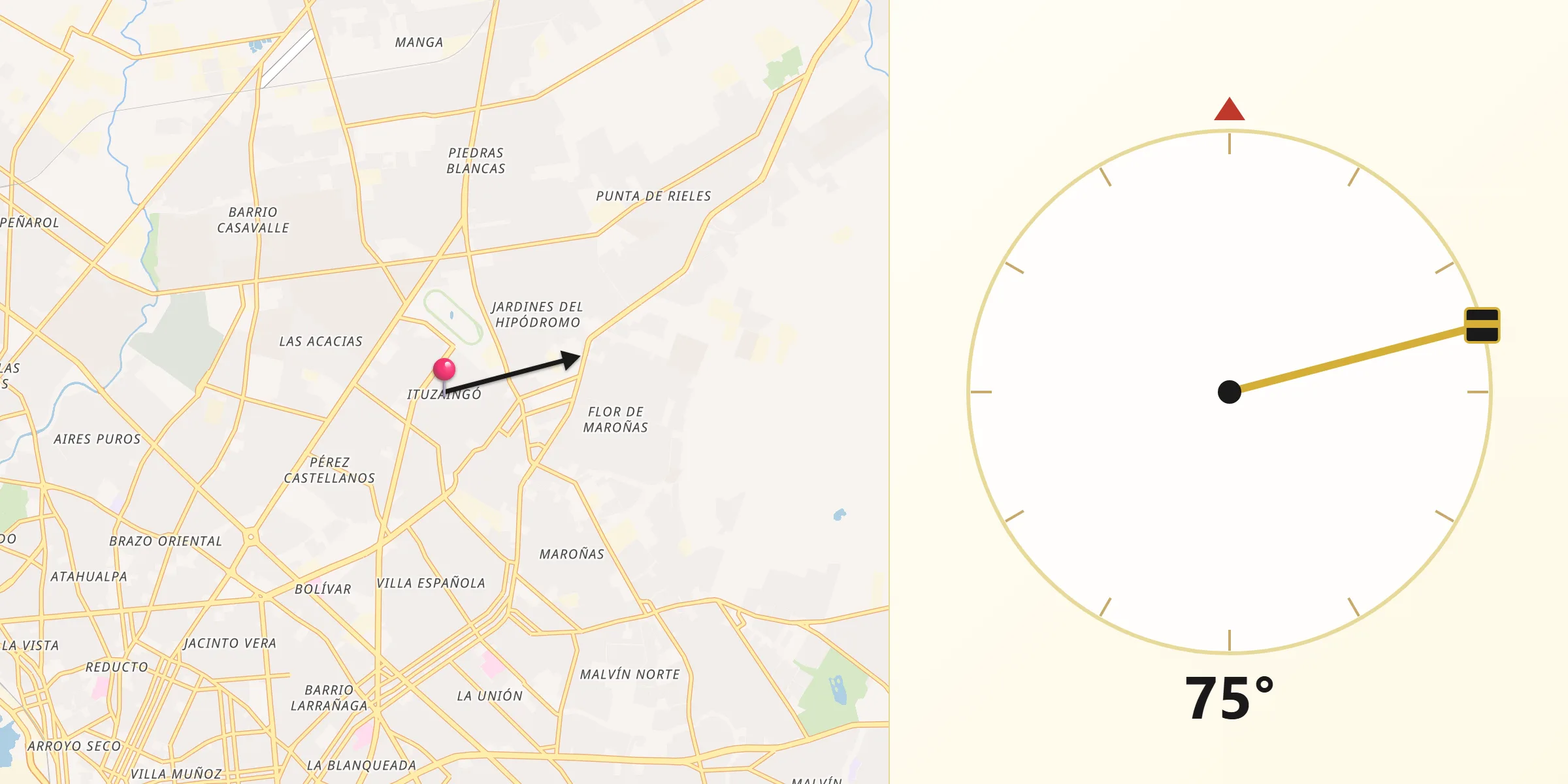 Dirección de la Qibla desde Ituzaingó