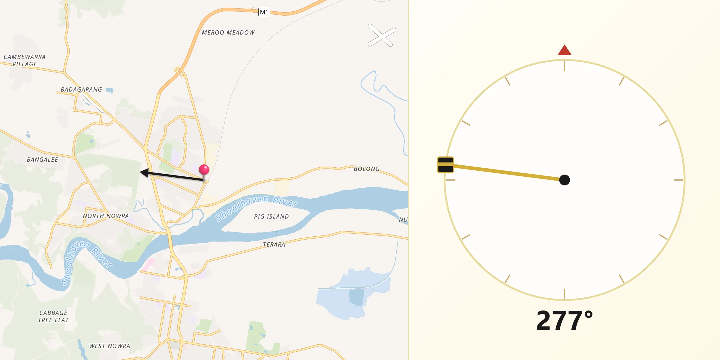 Qibla Direction from Bomaderry