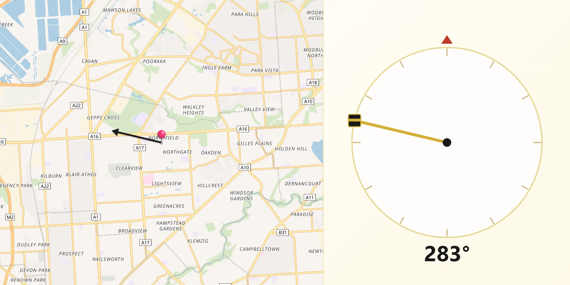 Qibla Direction from Northfield