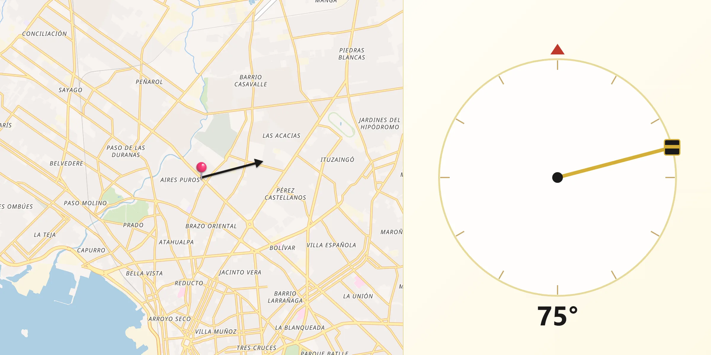 Dirección de la Qibla desde Aires Puros