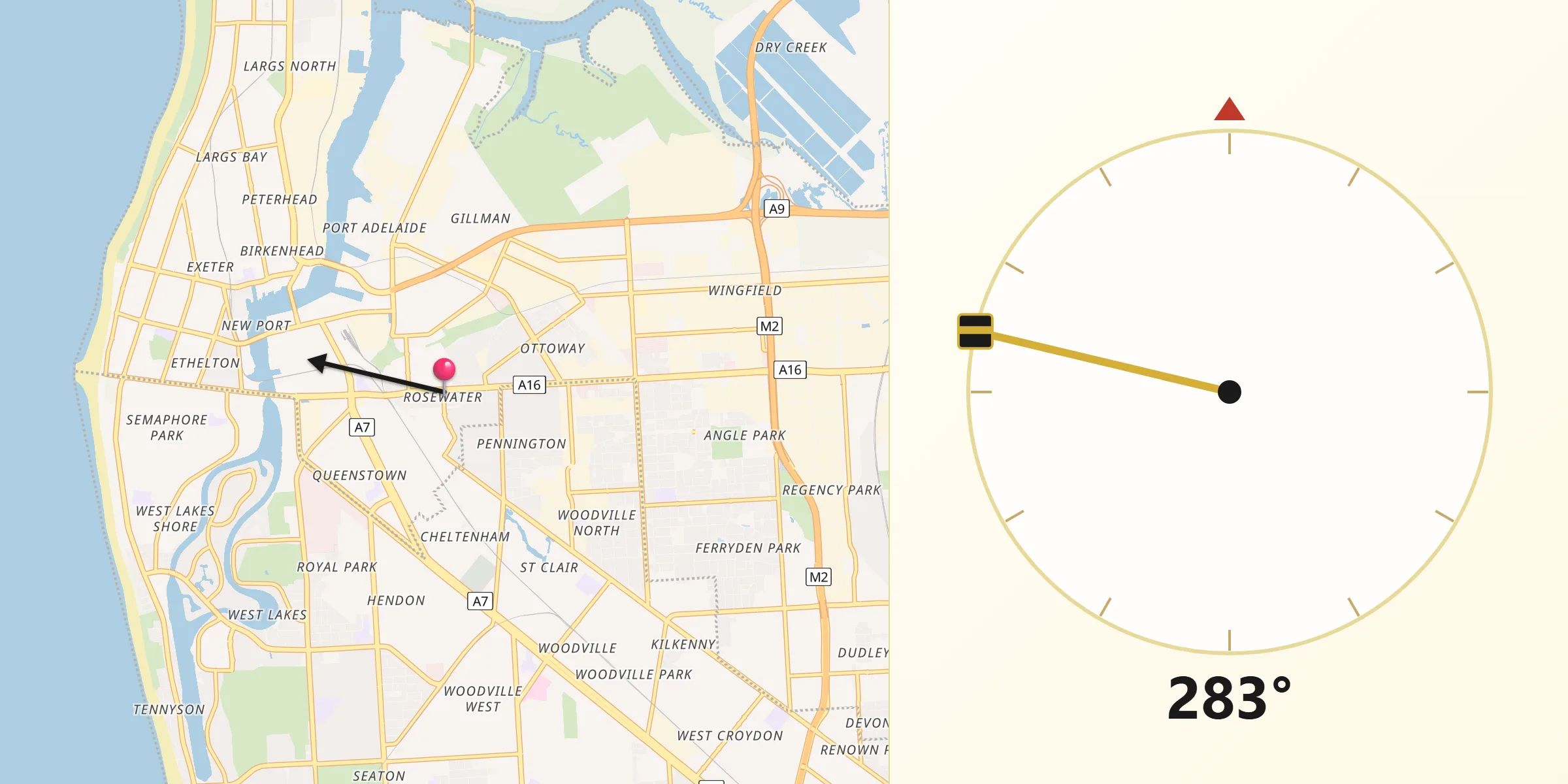 Qibla Direction from Rosewater