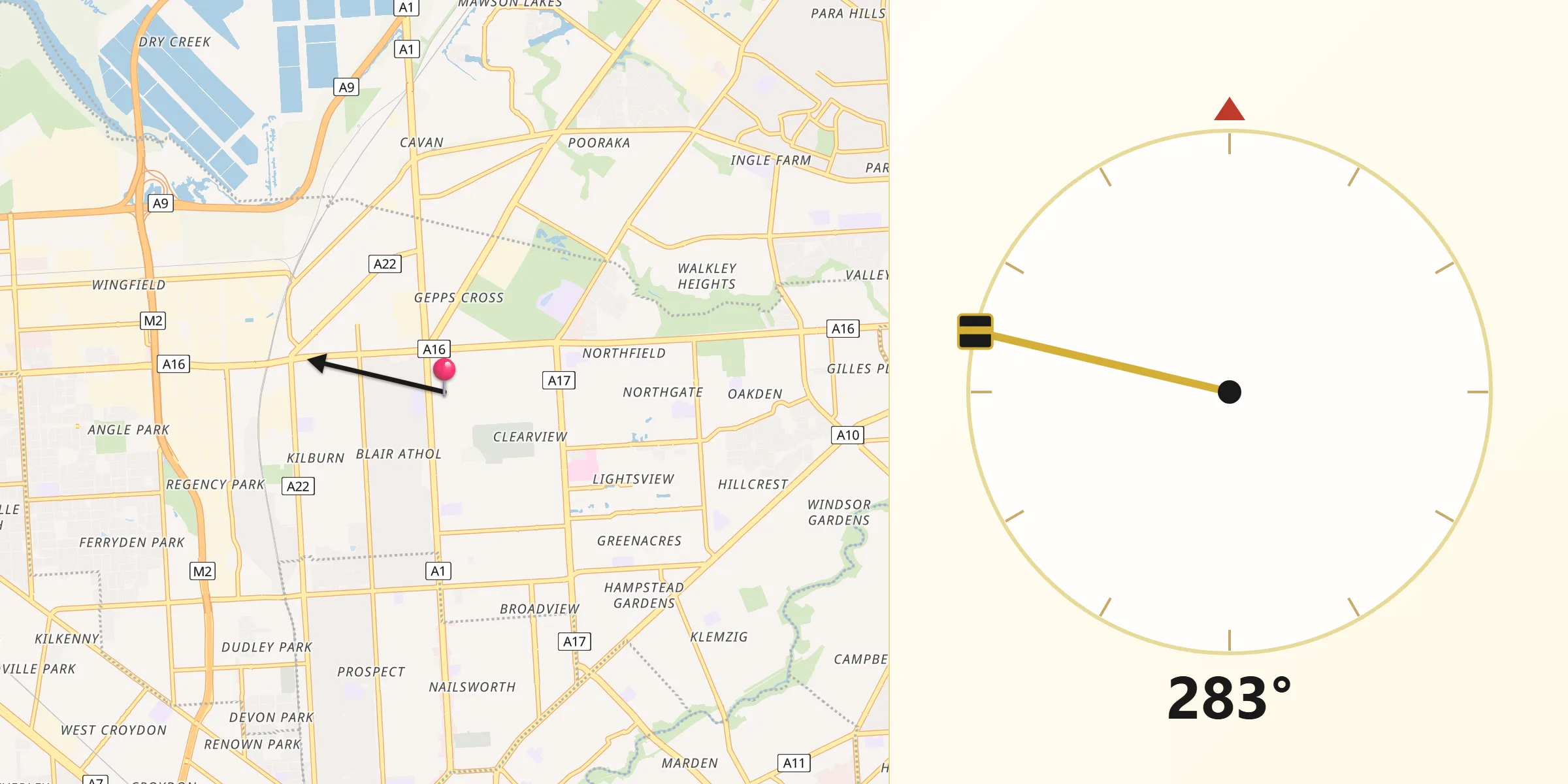 Qibla Direction from Enfield