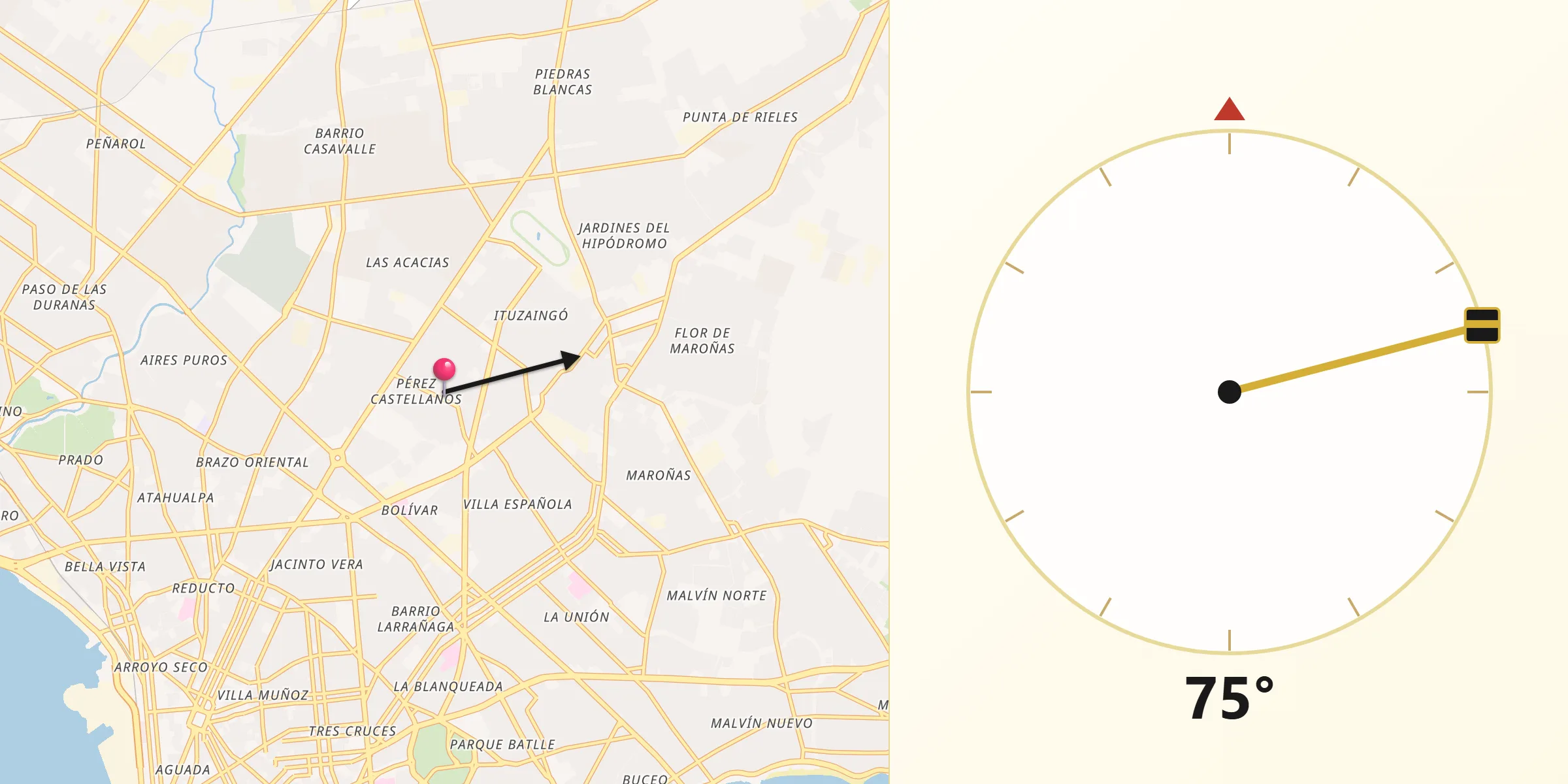 Dirección de la Qibla desde Bella Italia