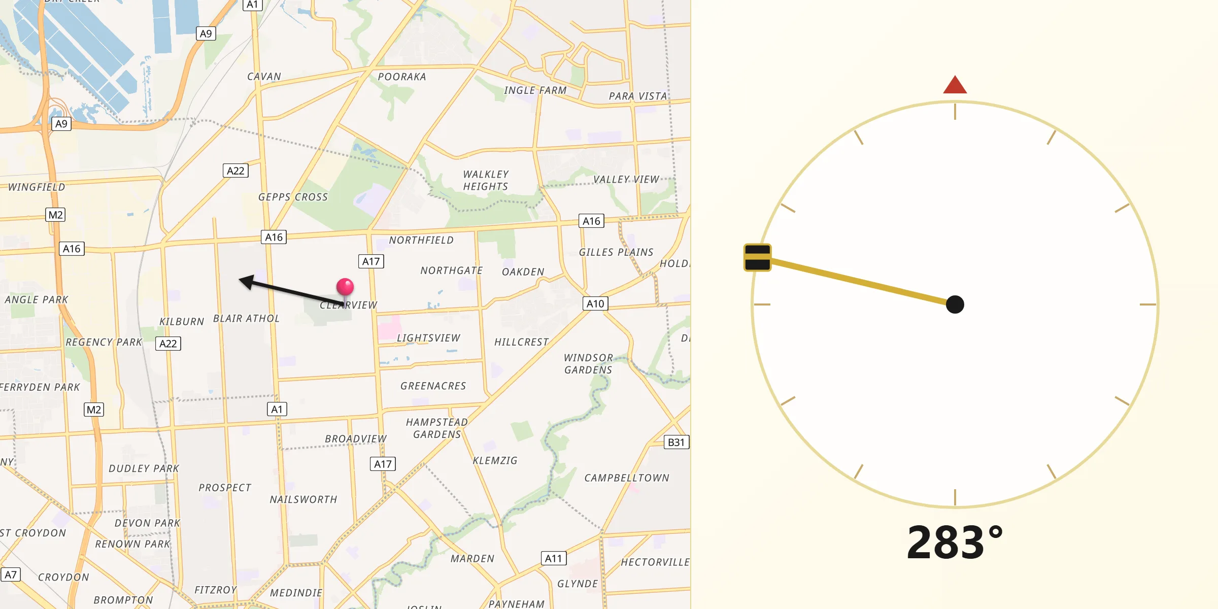Qibla Direction from Clearview