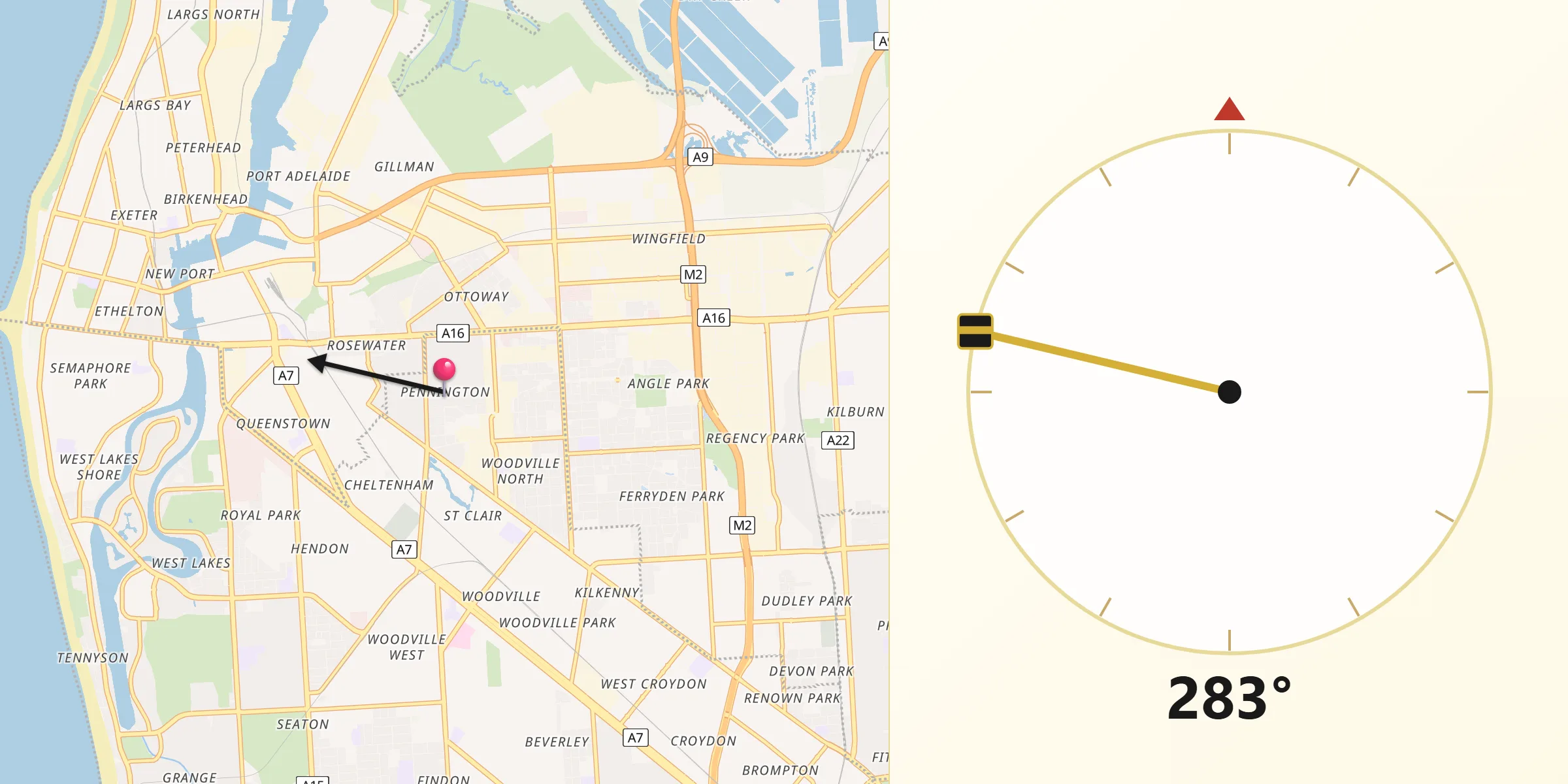 Qibla Direction from Pennington