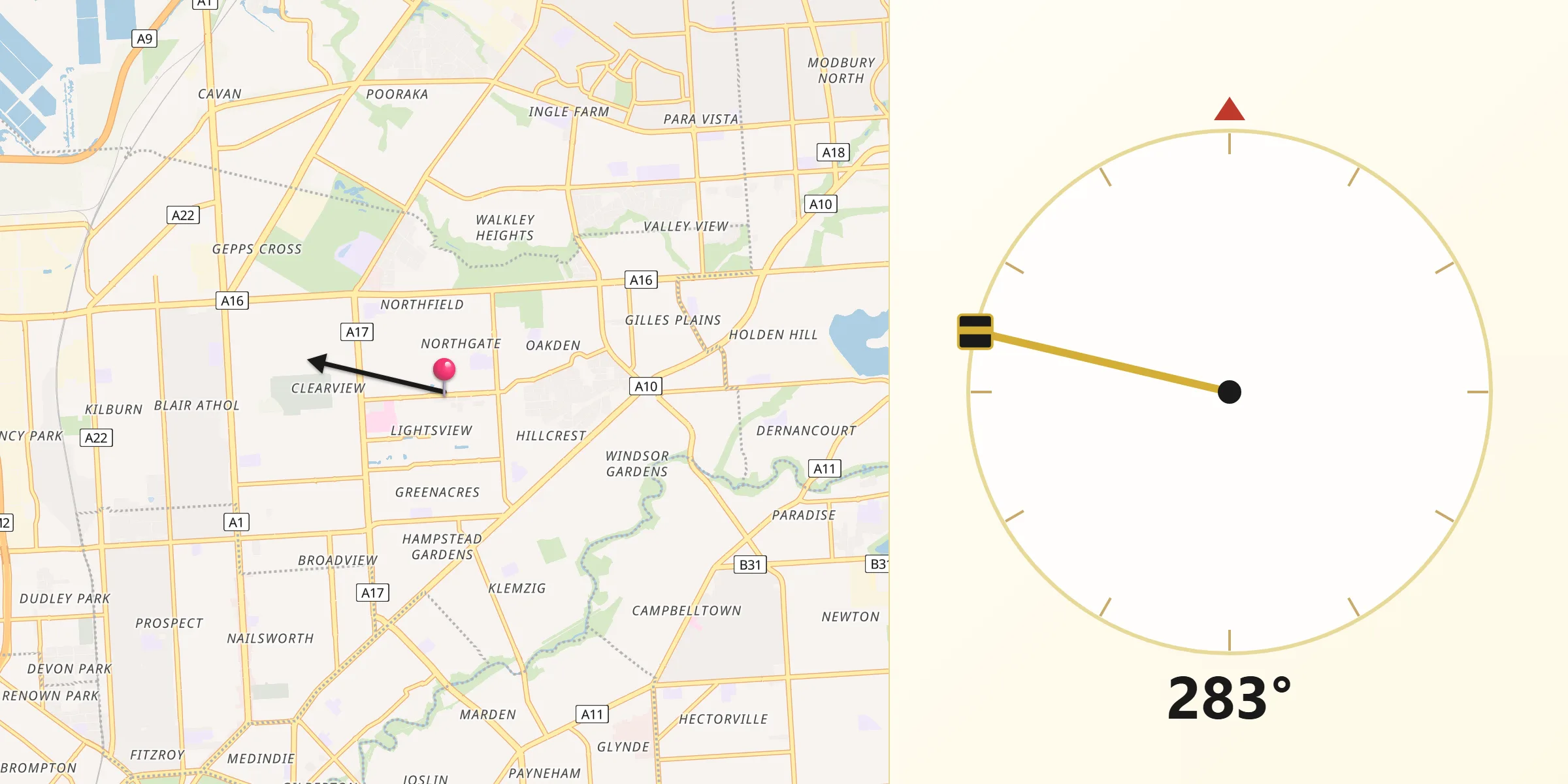 Qibla Direction from Northgate
