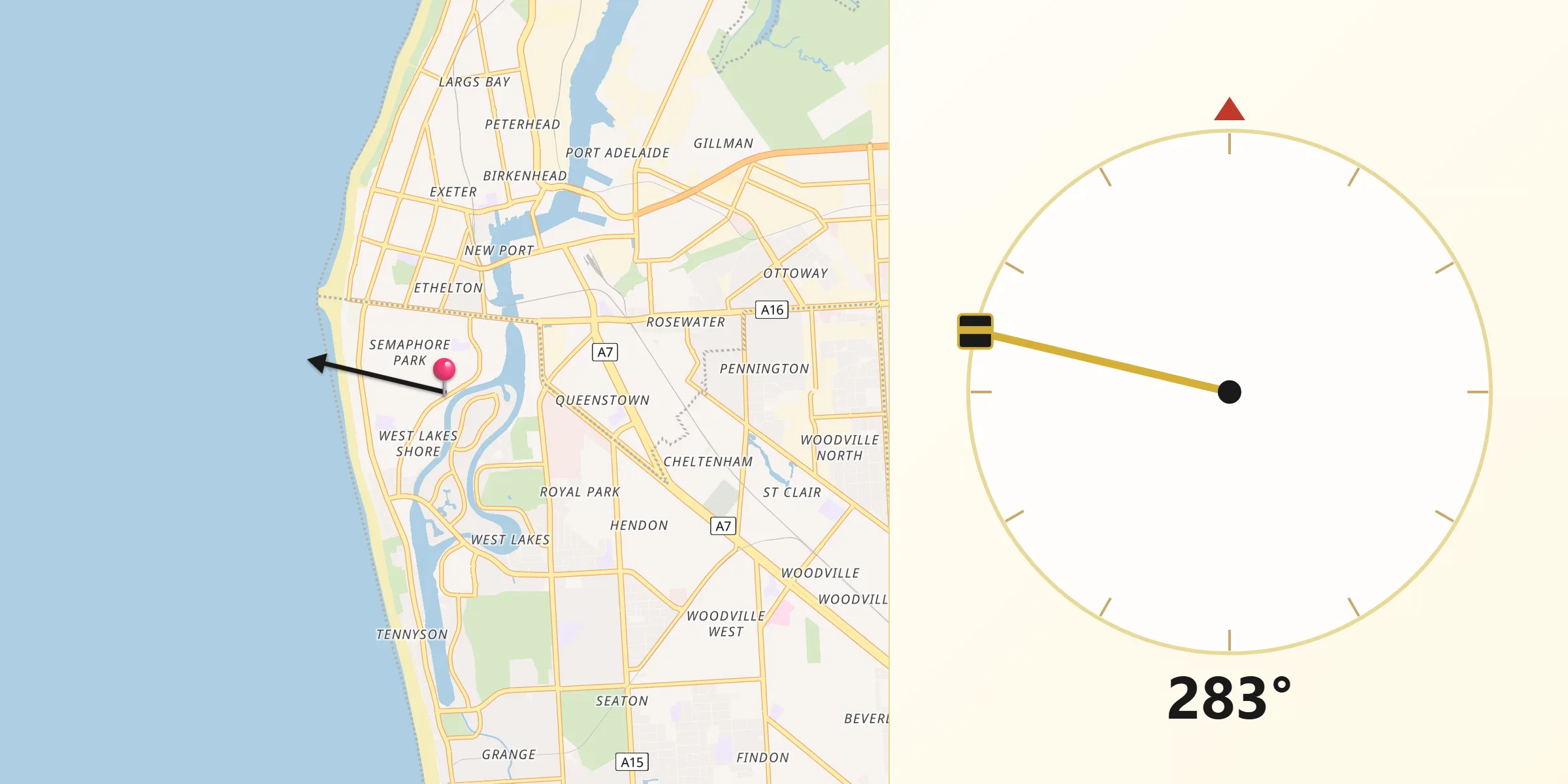 Qibla Direction from West Lakes Shore