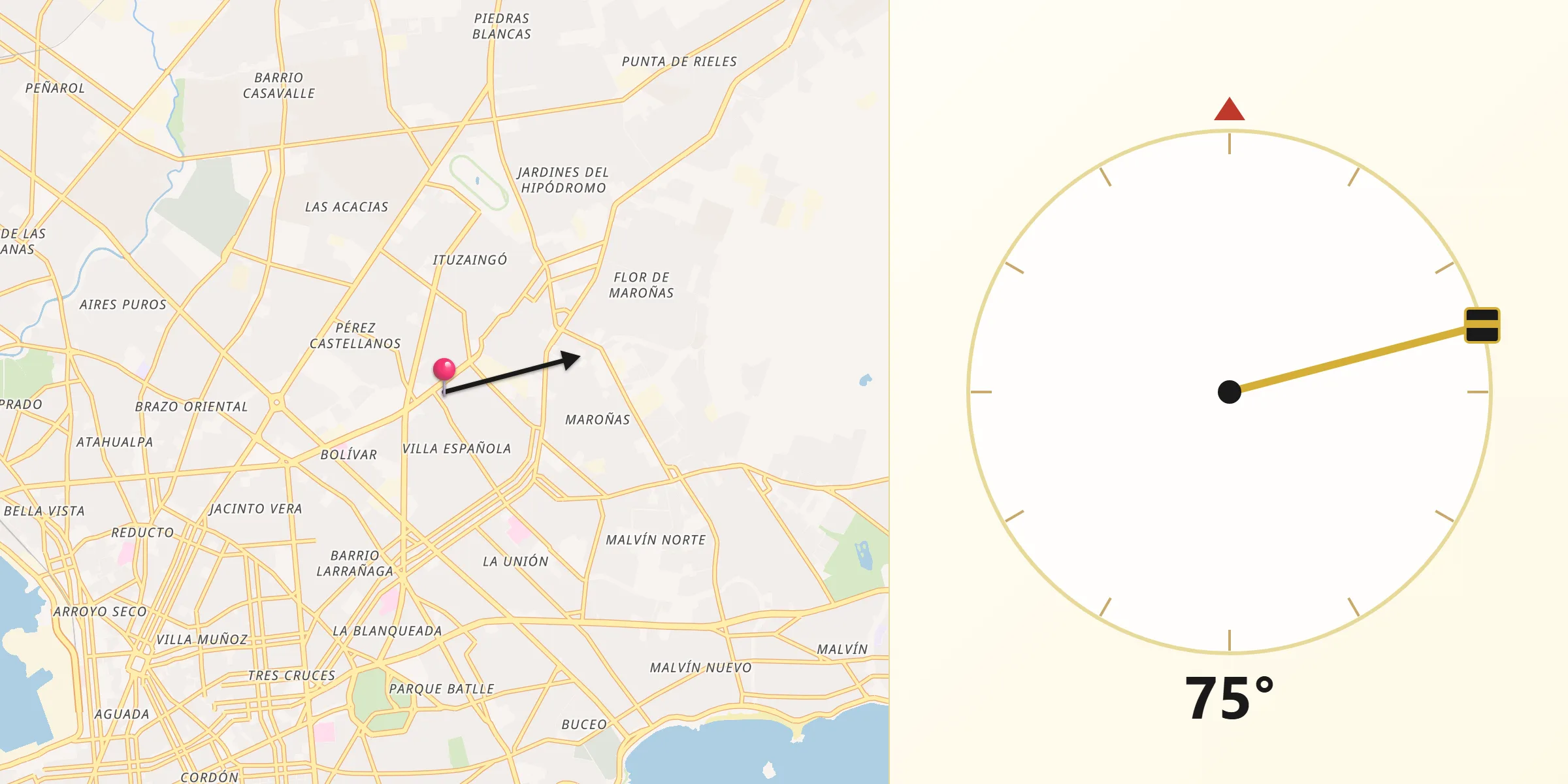 Dirección de la Qibla desde Marconi