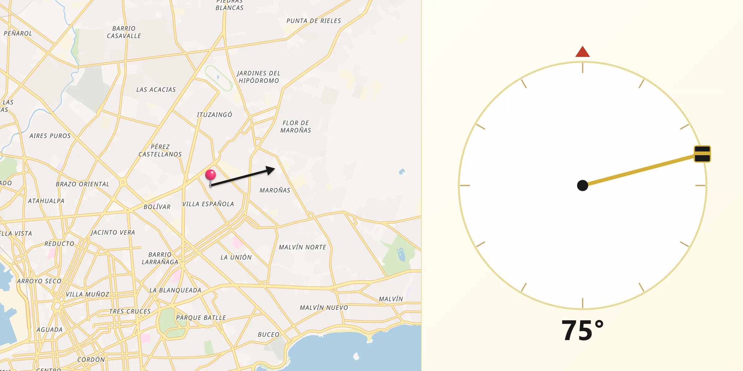 Dirección de la Qibla desde Villa Española