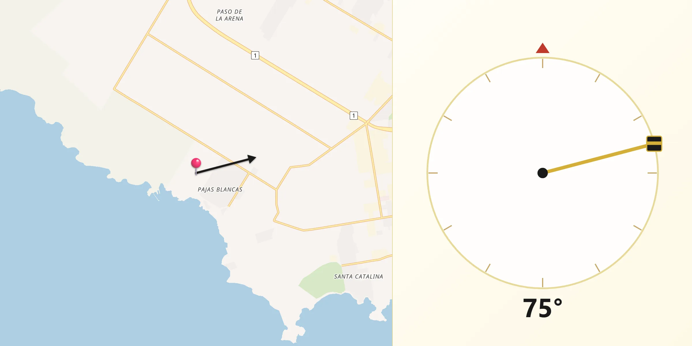 Dirección de la Qibla desde Casabó