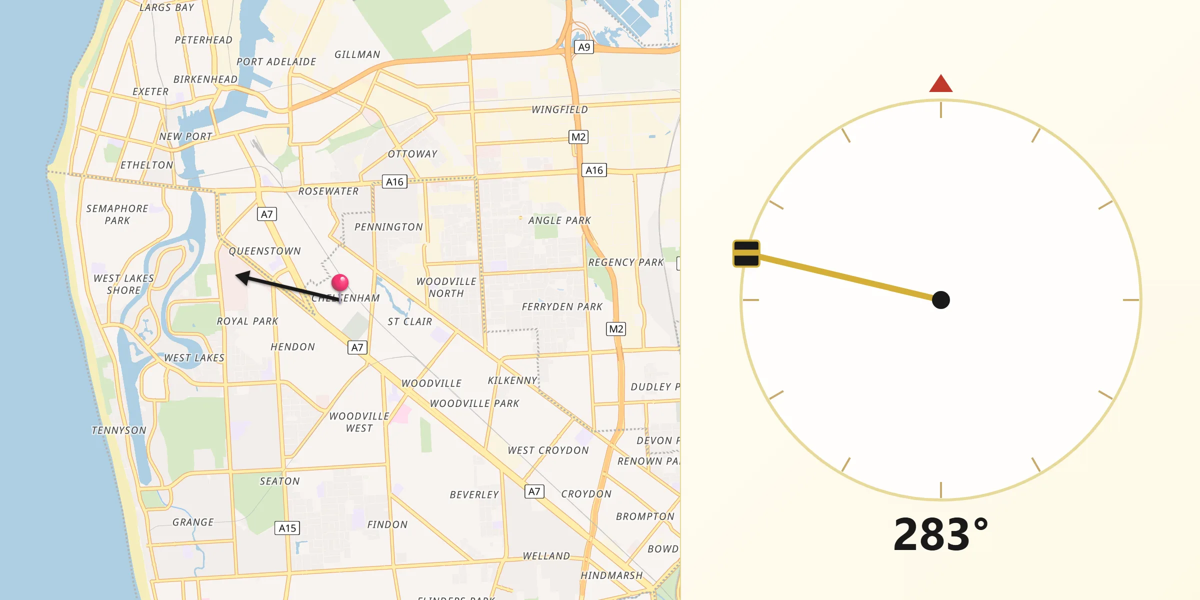 Qibla Direction from Cheltenham