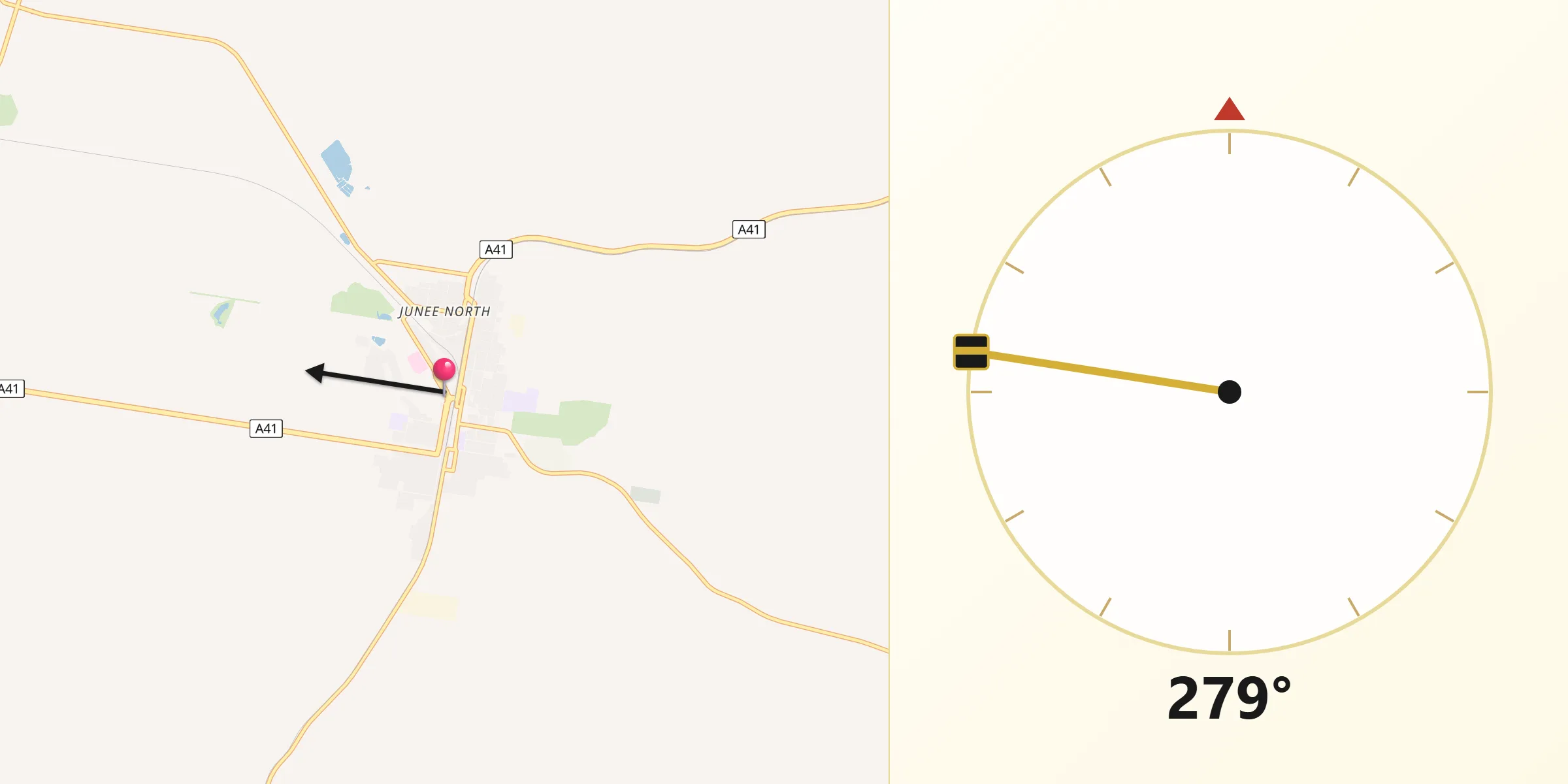 Qibla Direction from Junee