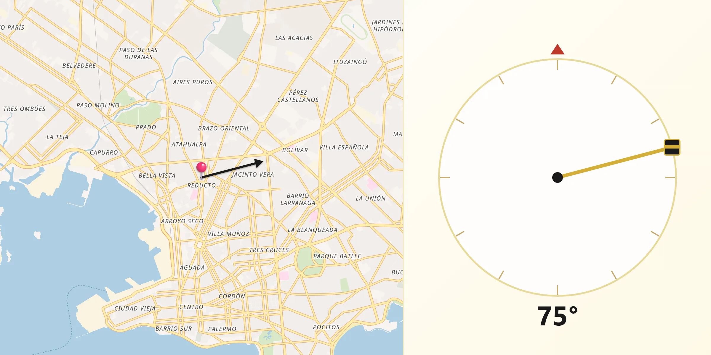 Dirección de la Qibla desde Bella Vista