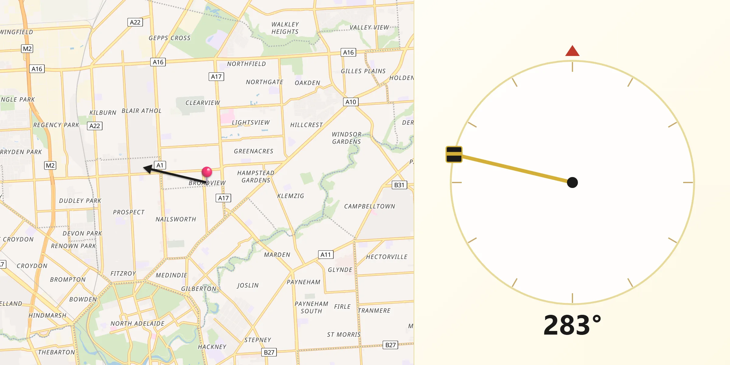 Qibla Direction from Broadview